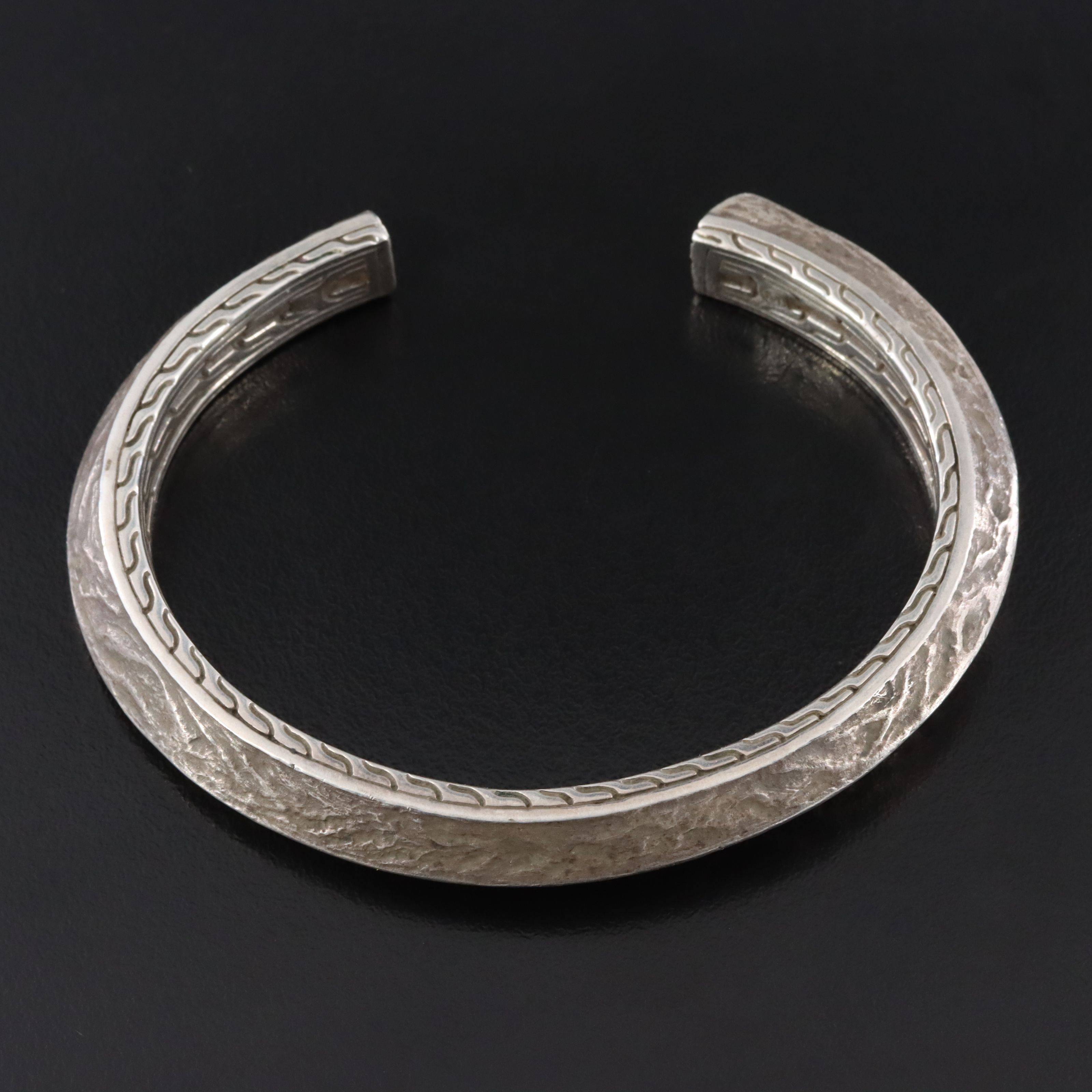 John Hardy Sterling Cuff Bracelet with Classic Chain Border