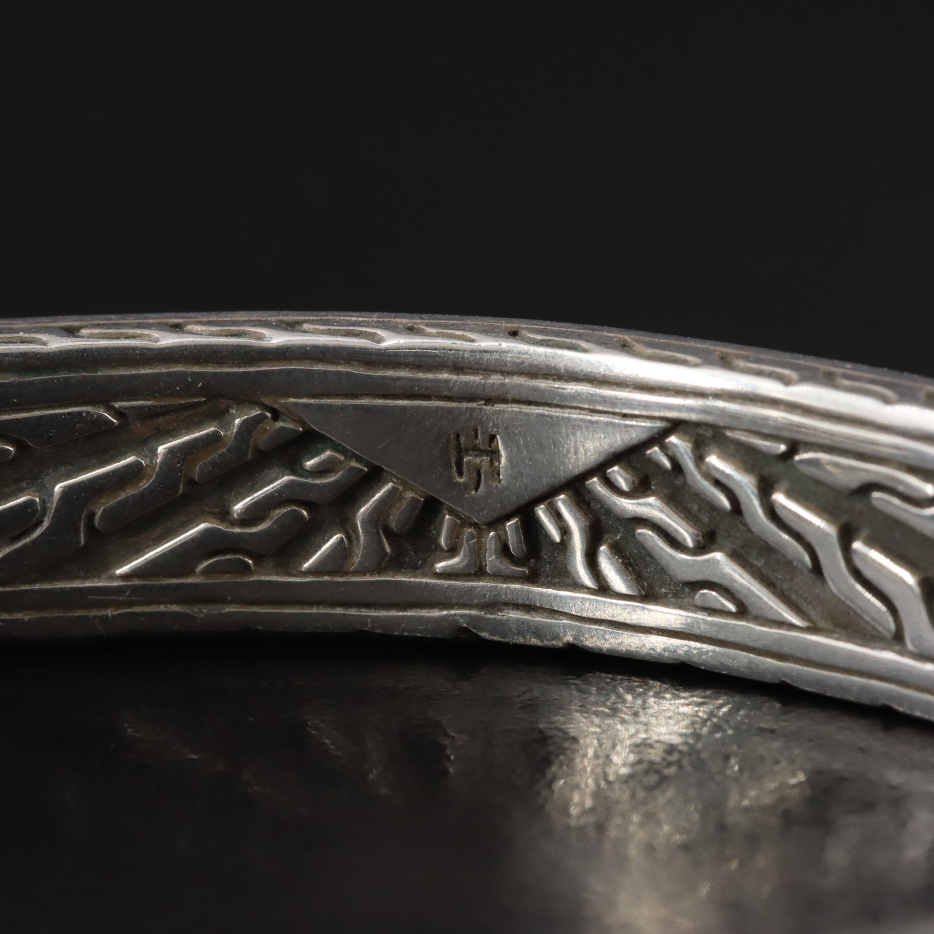 John Hardy Sterling Cuff Bracelet with Classic Chain Border