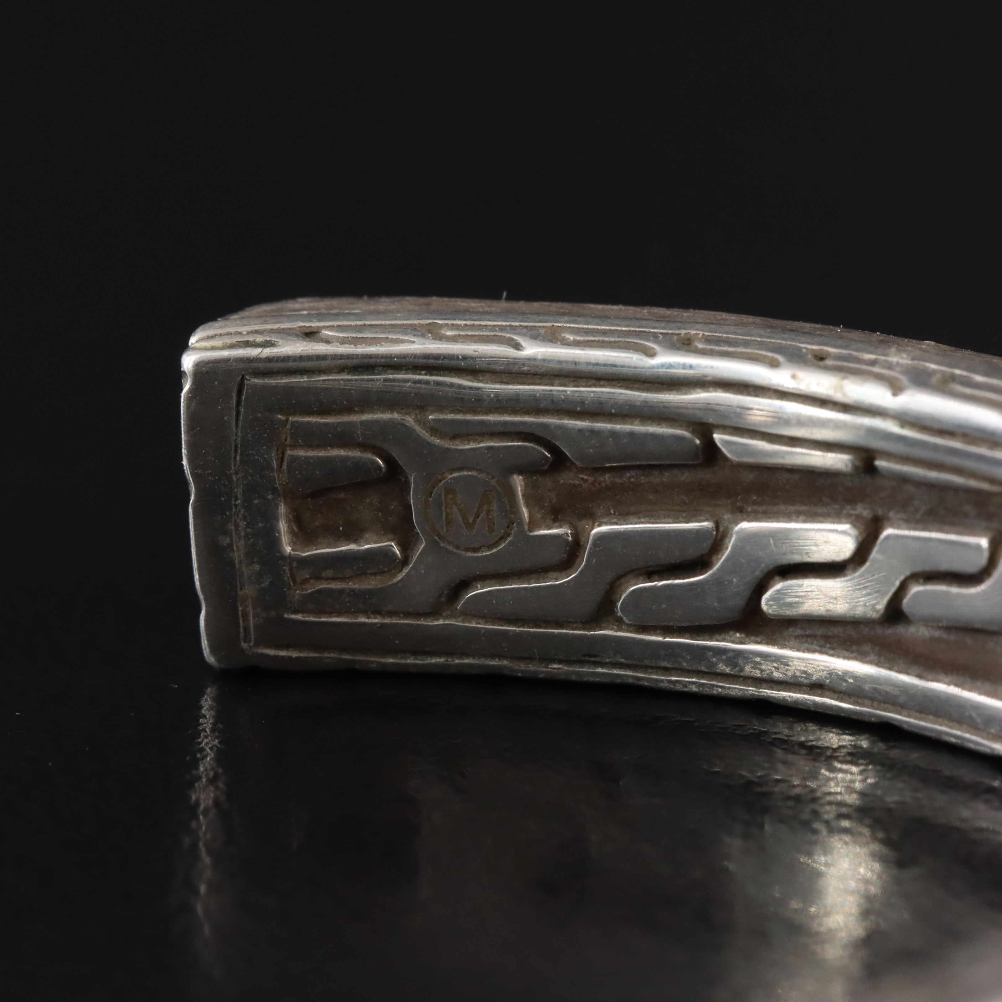 John Hardy Sterling Cuff Bracelet with Classic Chain Border