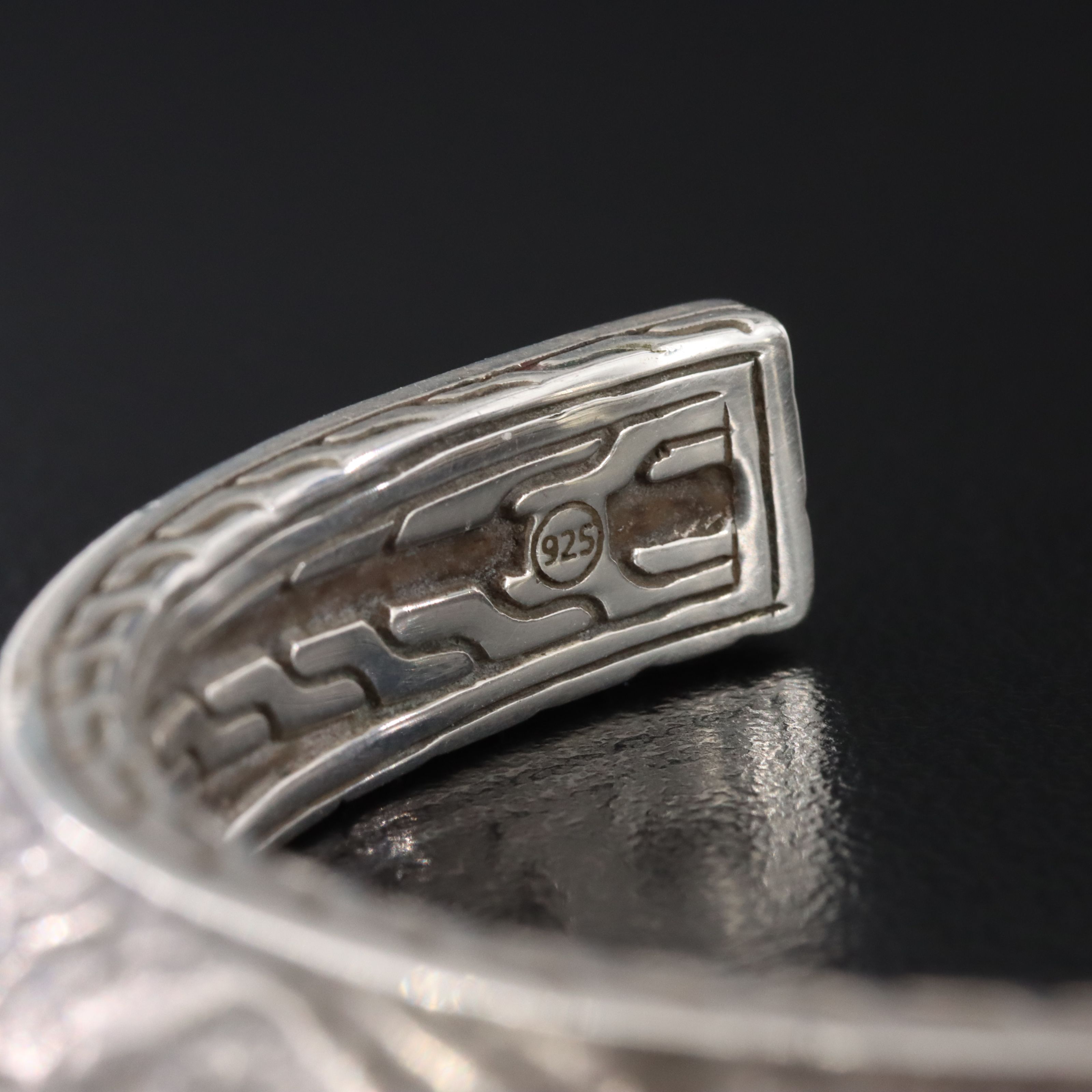 John Hardy Sterling Cuff Bracelet with Classic Chain Border