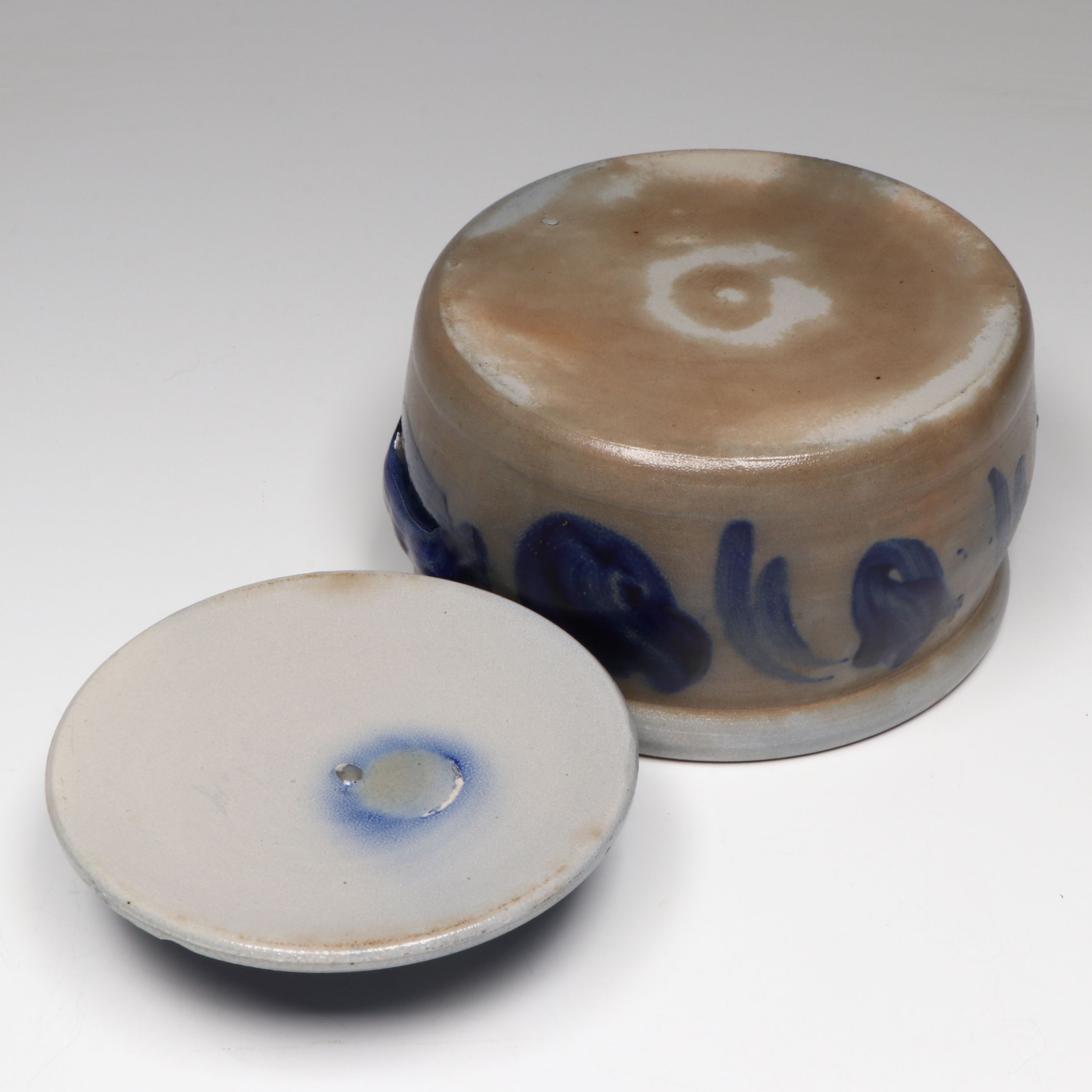 German Rustic Salt Glazed Stoneware Pitcher and Lidded Jar