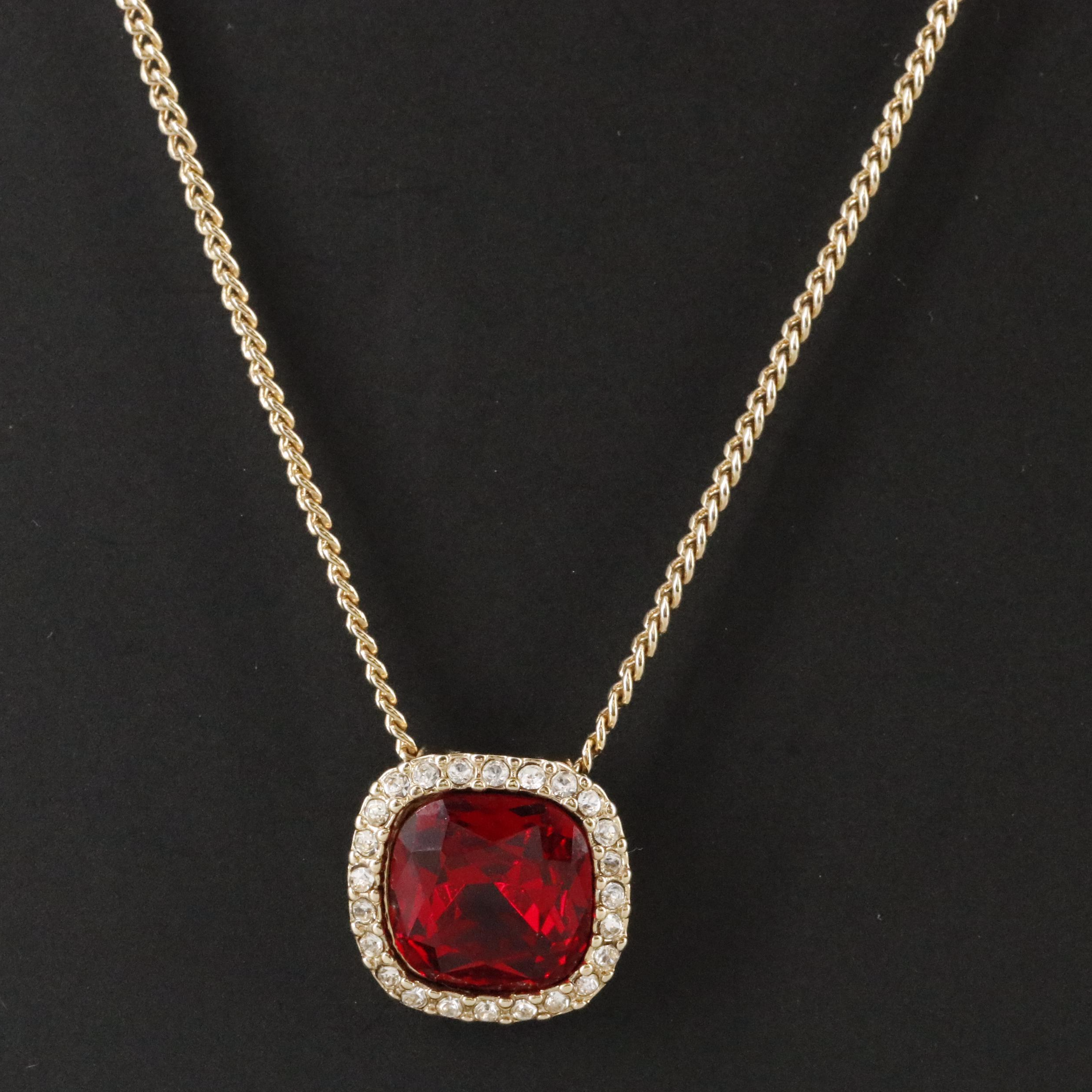 Givenchy Red Crystal Halo Pendant Necklace