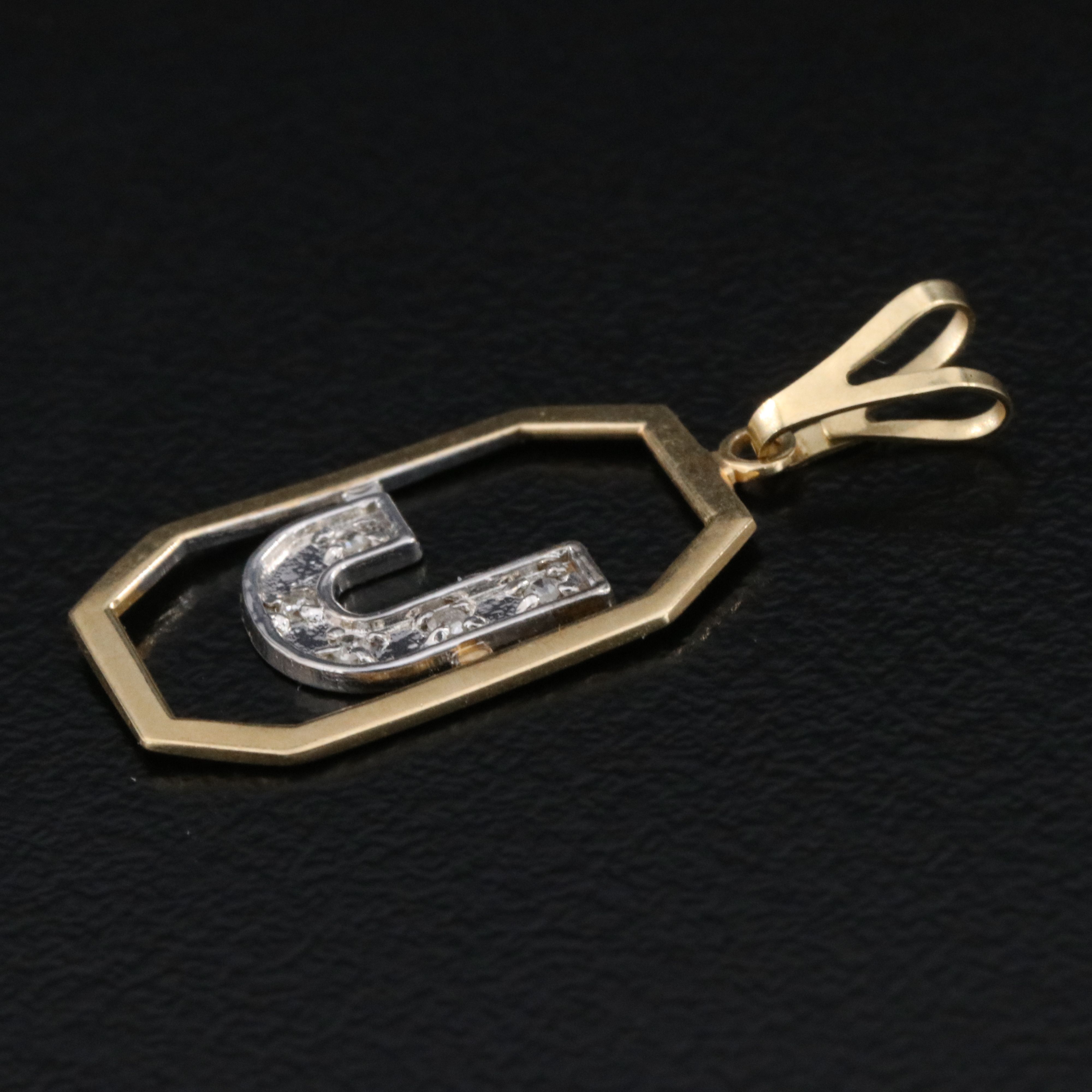 14K Diamond Initial J Pendant