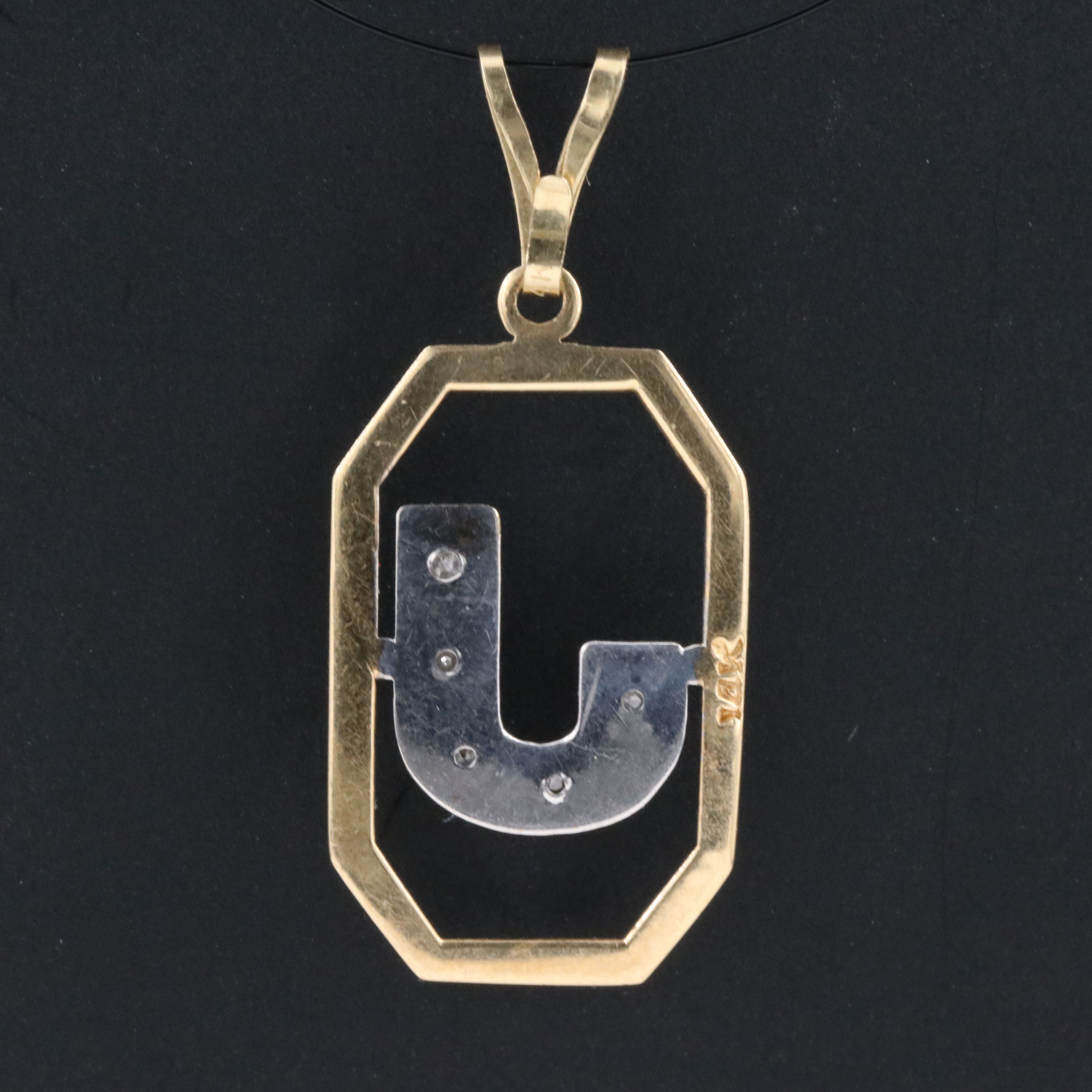 14K Diamond Initial J Pendant