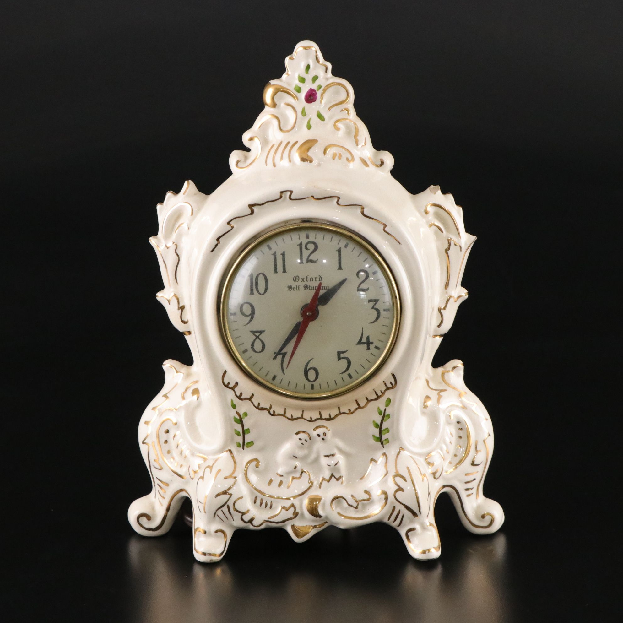 Oxford 22K Gold Painted Desk Clock with Nut Bowl