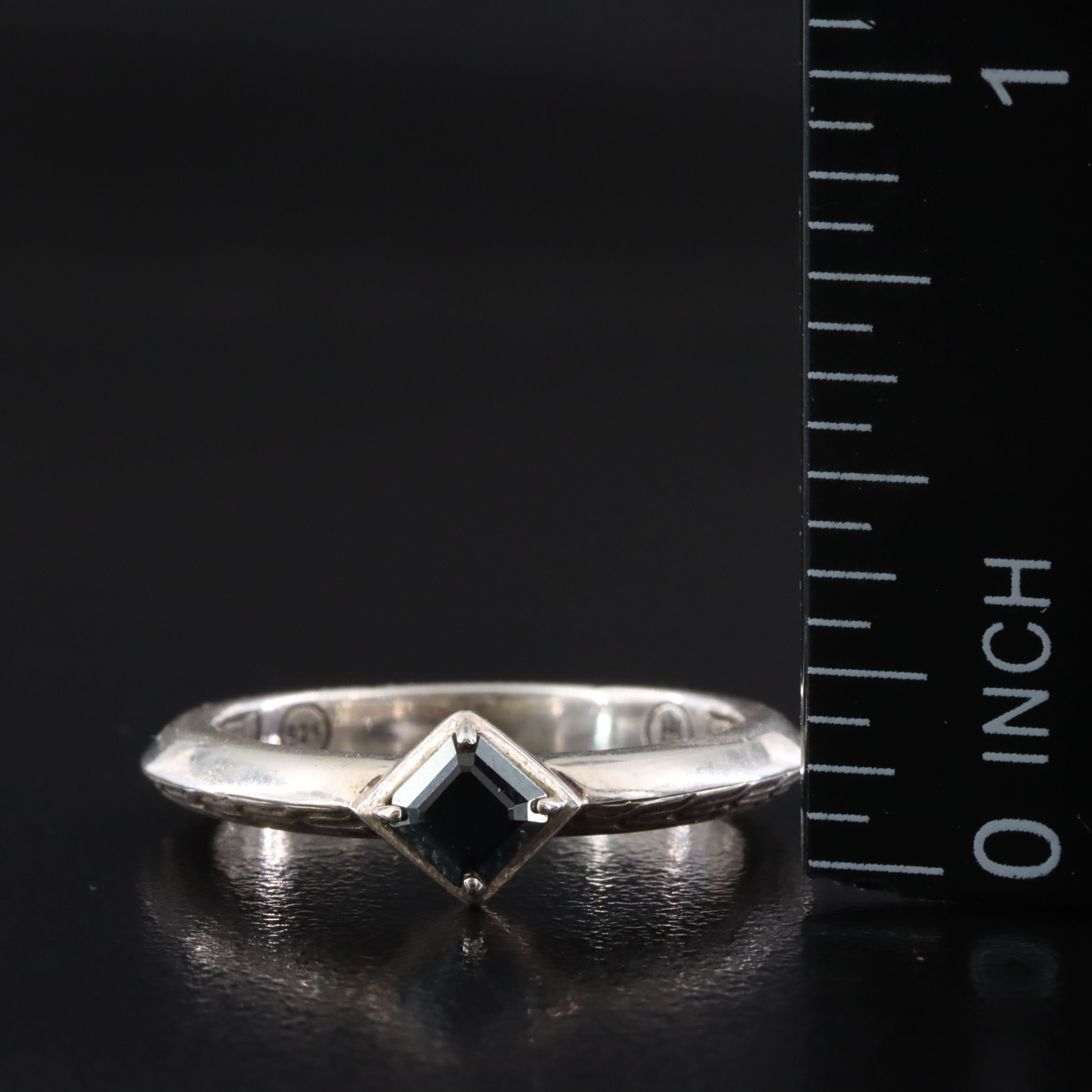 John Hardy Tiga Sterling Black Sapphire and Spinel Stacking Ring Set