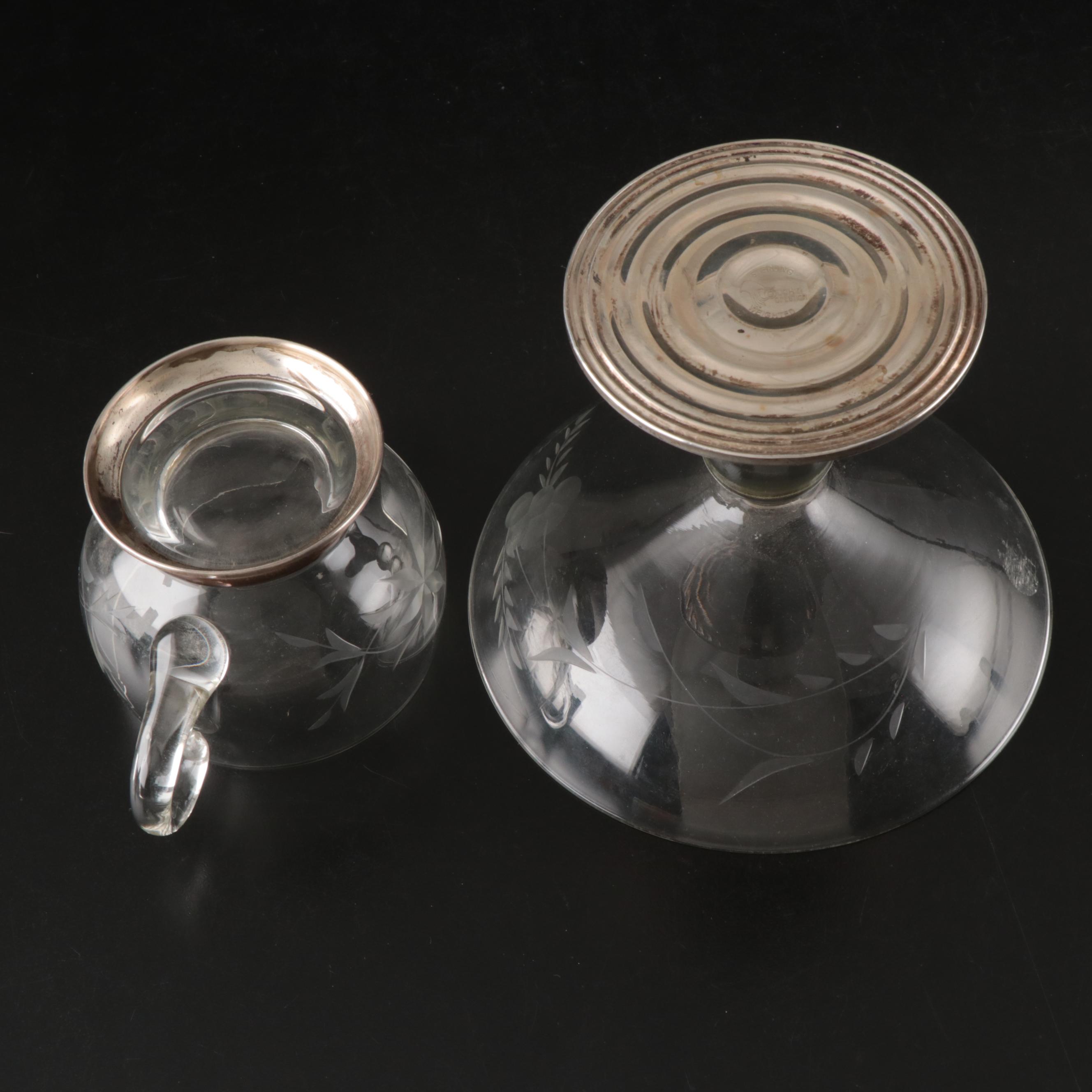 Duchin Weighted Sterling Base Compote with Other Tableware and Decanters