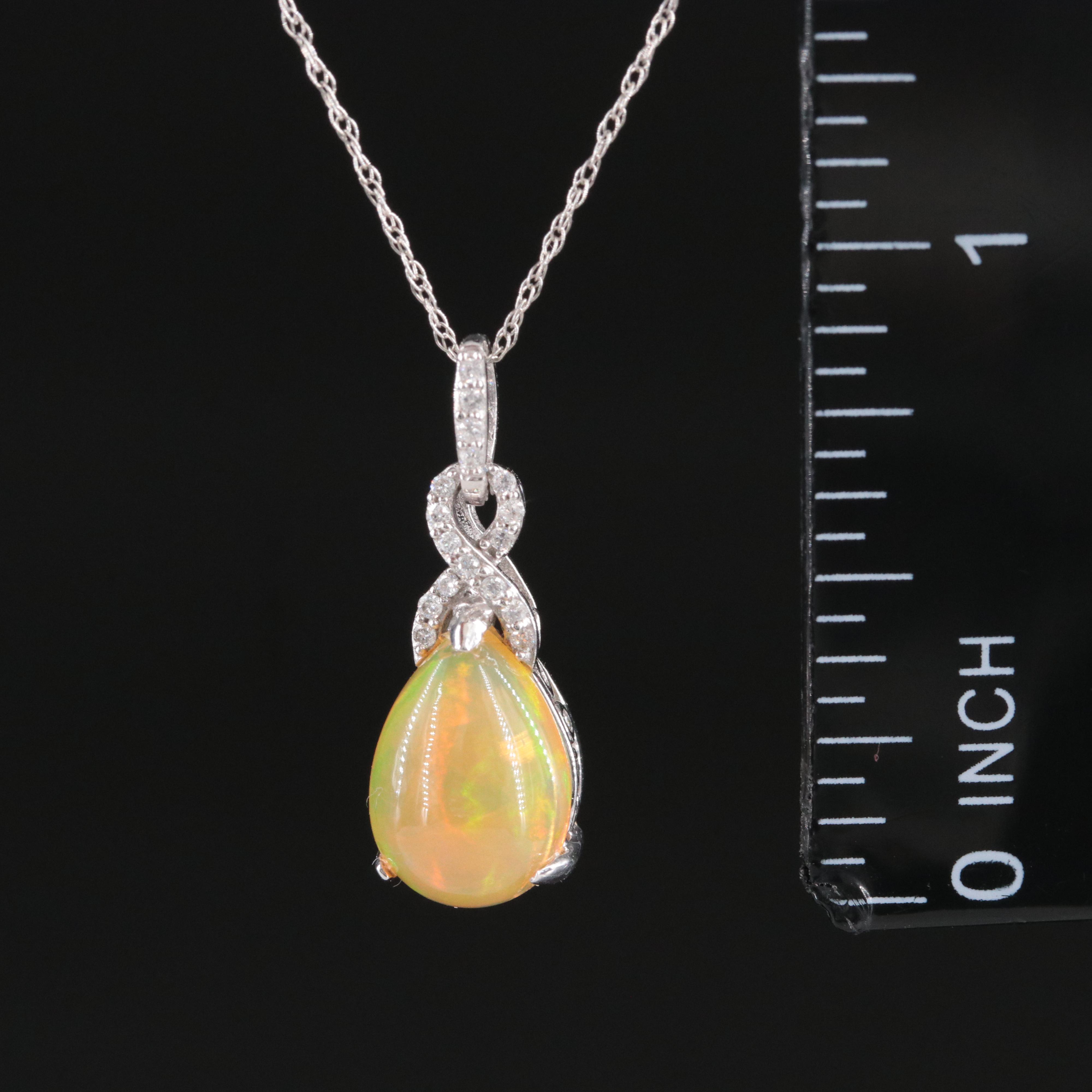 14K Opal and Diamond Pendant Necklace