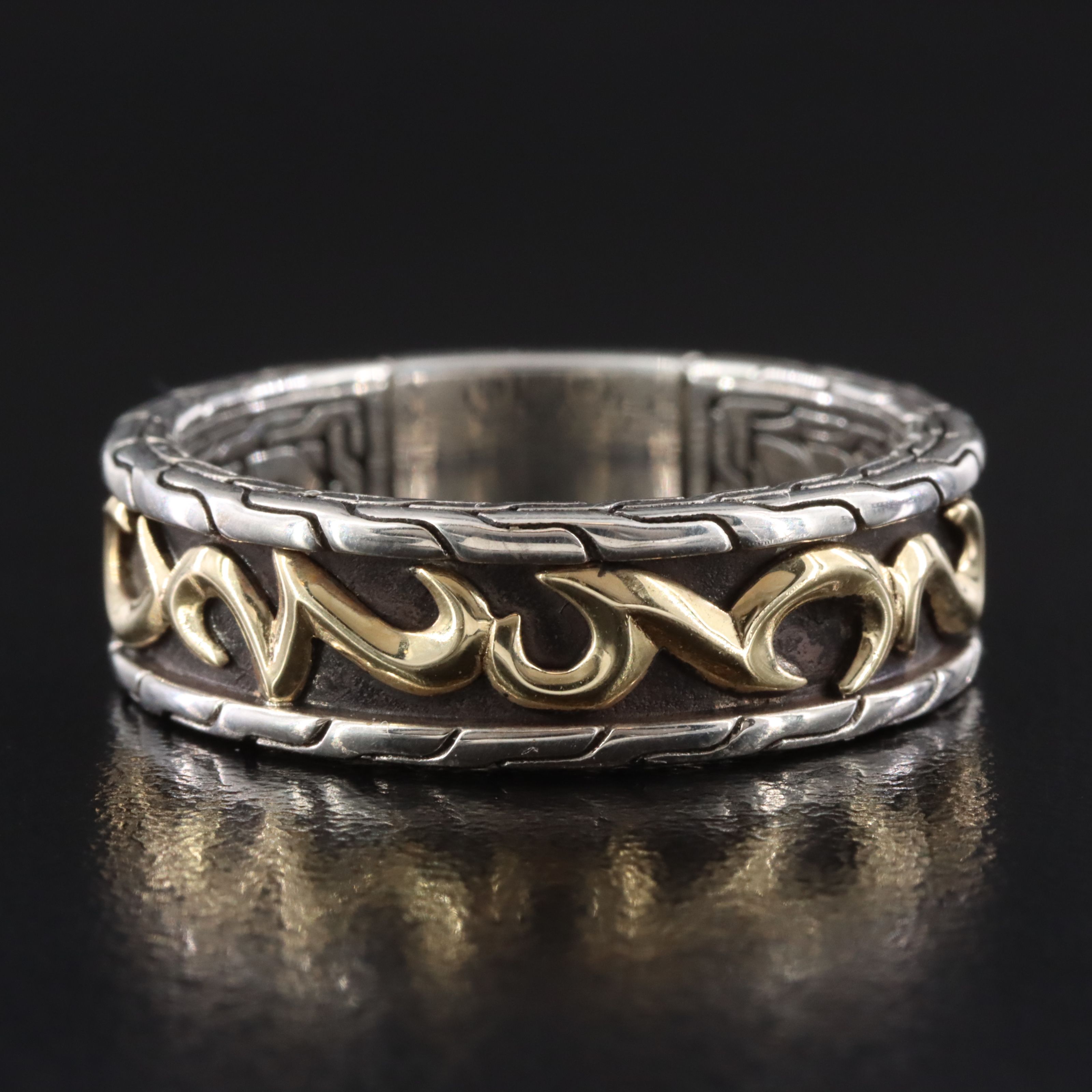 John Hardy Dayak Sterling Ring with 18K Accents
