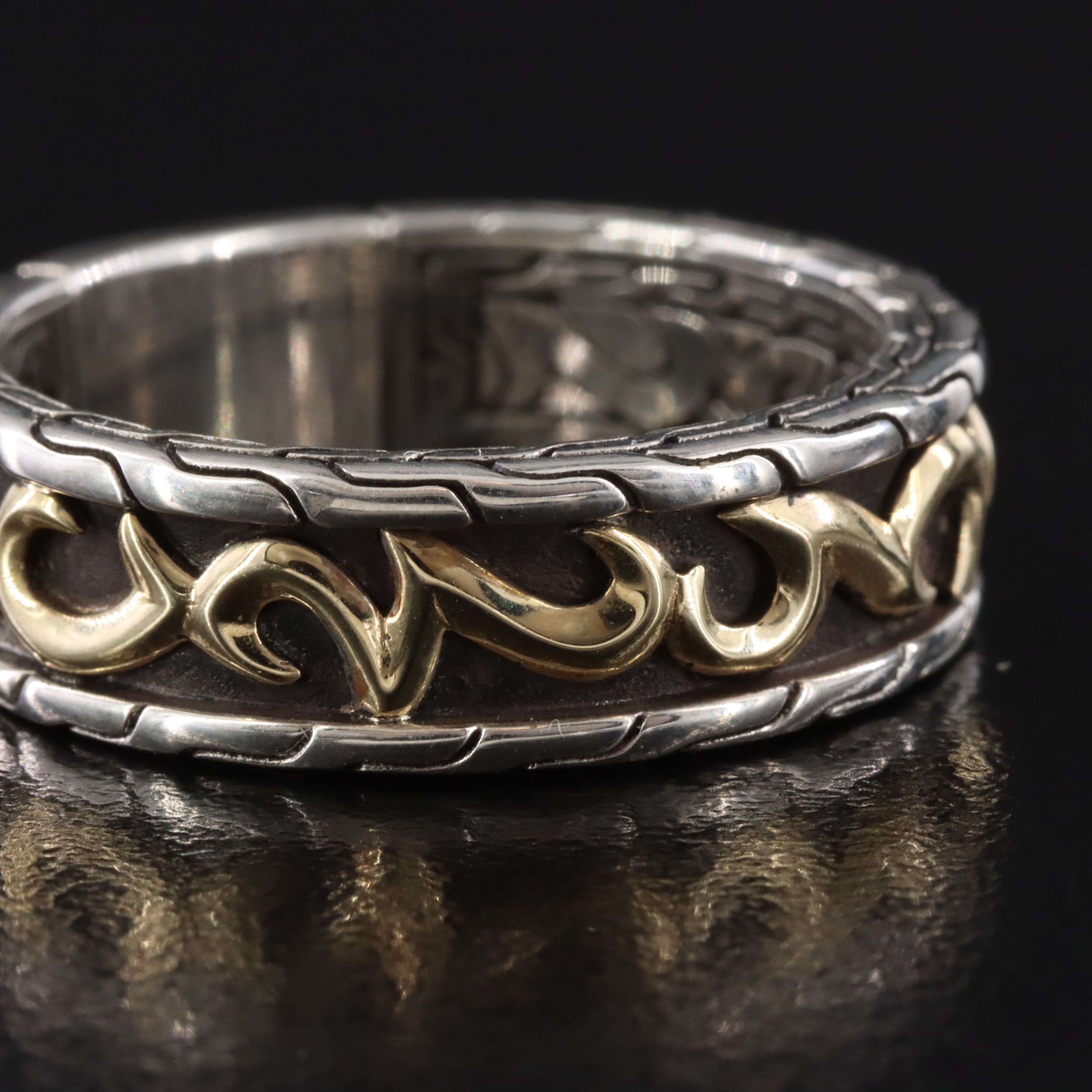 John Hardy Dayak Sterling Ring with 18K Accents