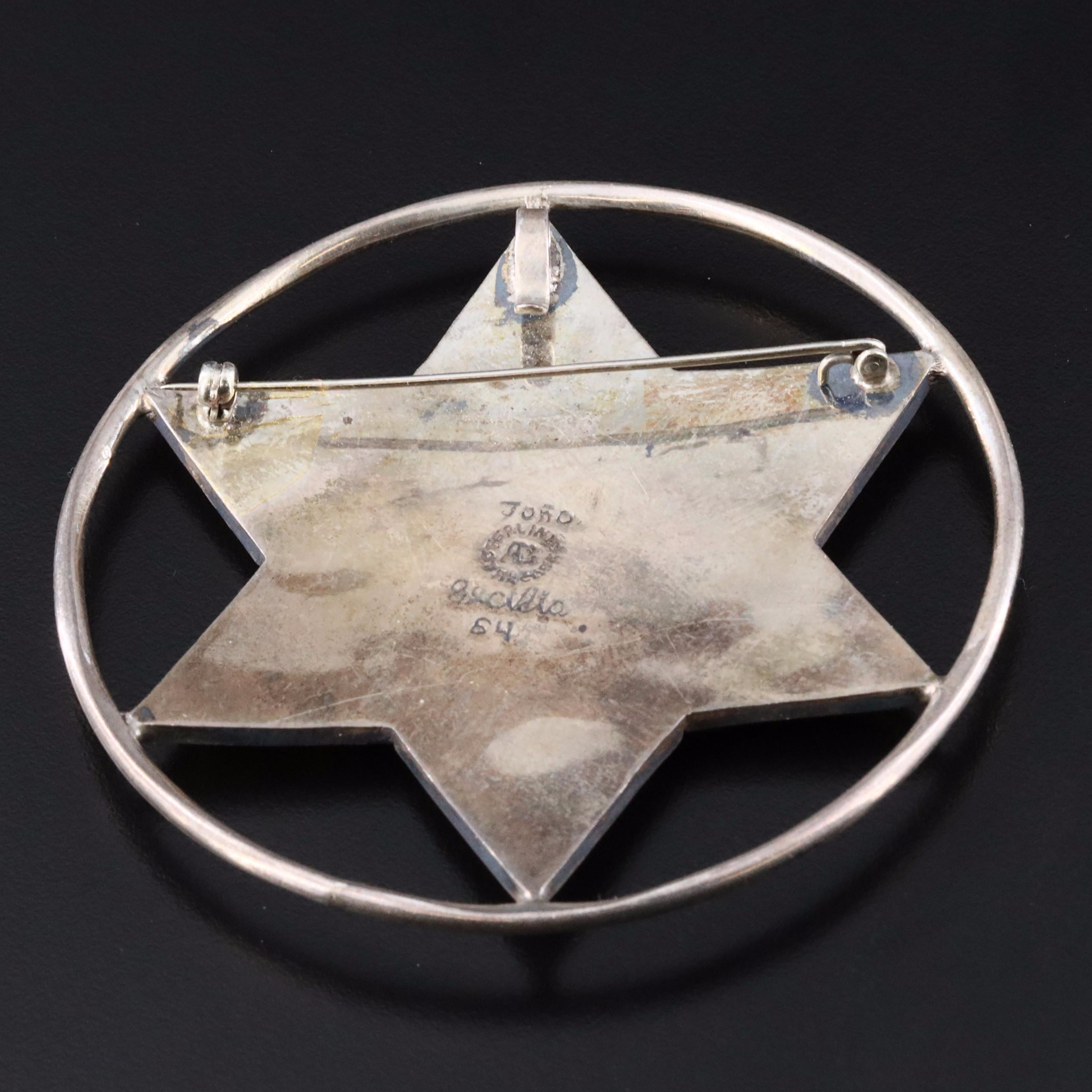 Sterling Tiger's Eye Star Converter Brooch