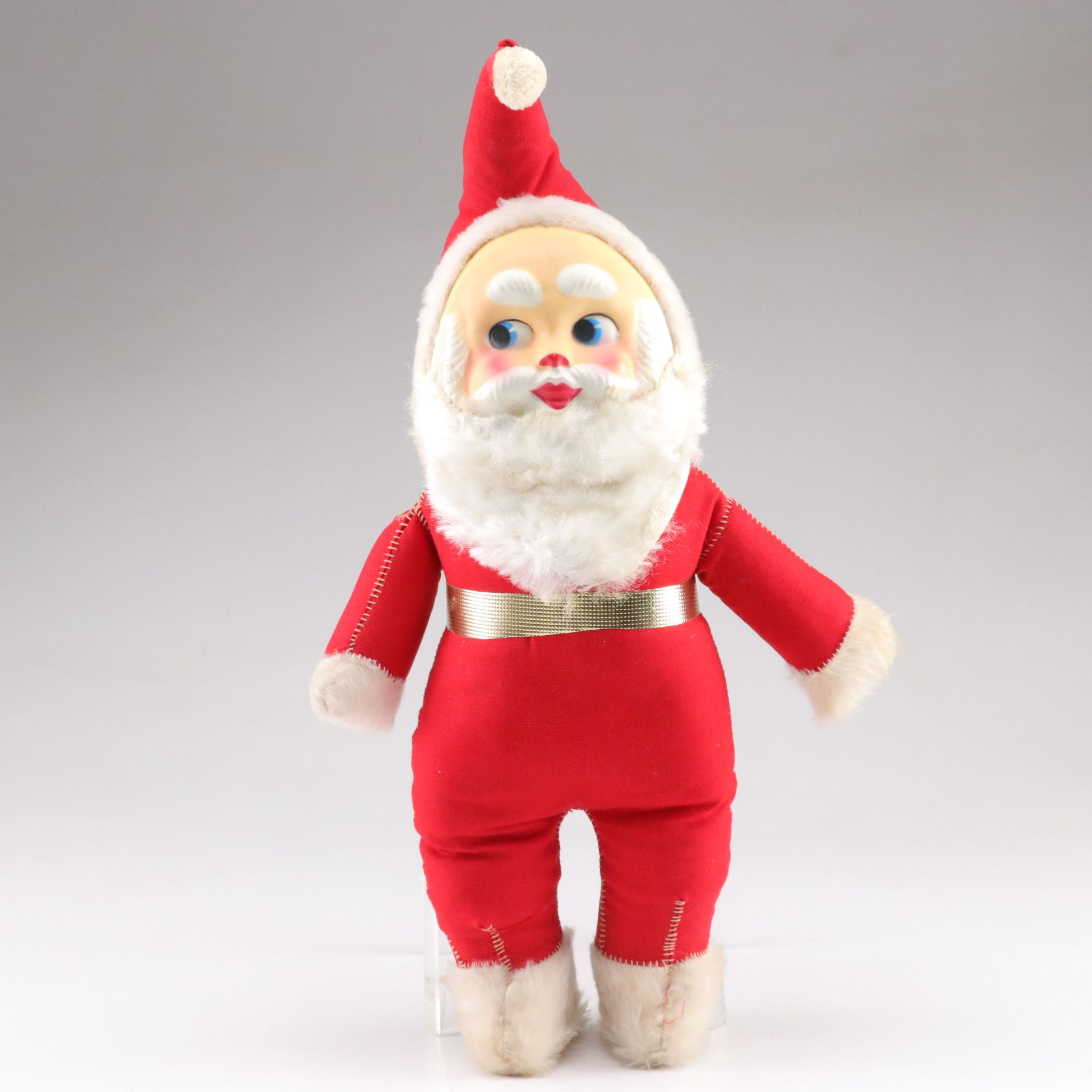 Japanese Knee-Hugger Elf Dolls and Plush Santa Claus with Molded Face