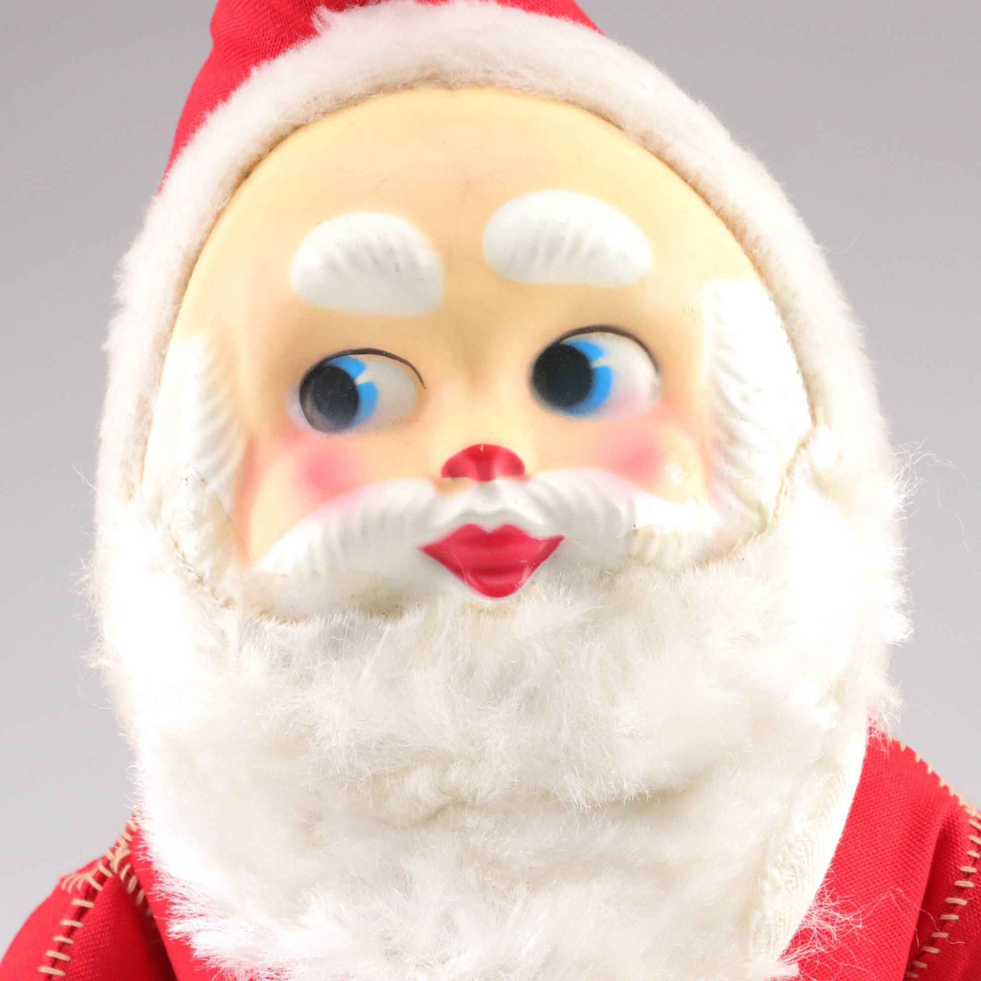 Japanese Knee-Hugger Elf Dolls and Plush Santa Claus with Molded Face