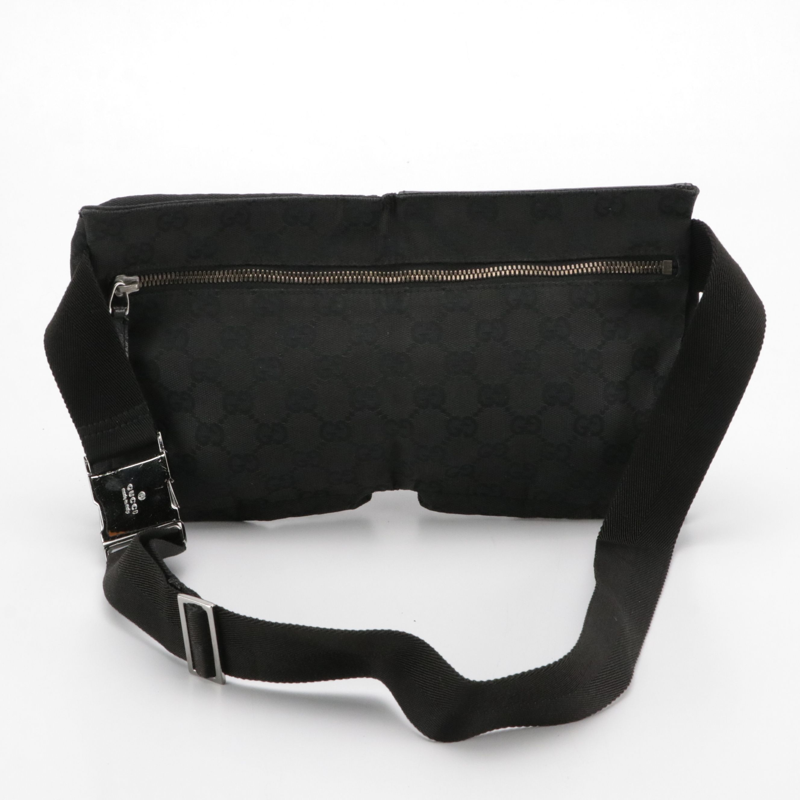 Gucci Waist Belt Bag in Black GG Canvas and Leather