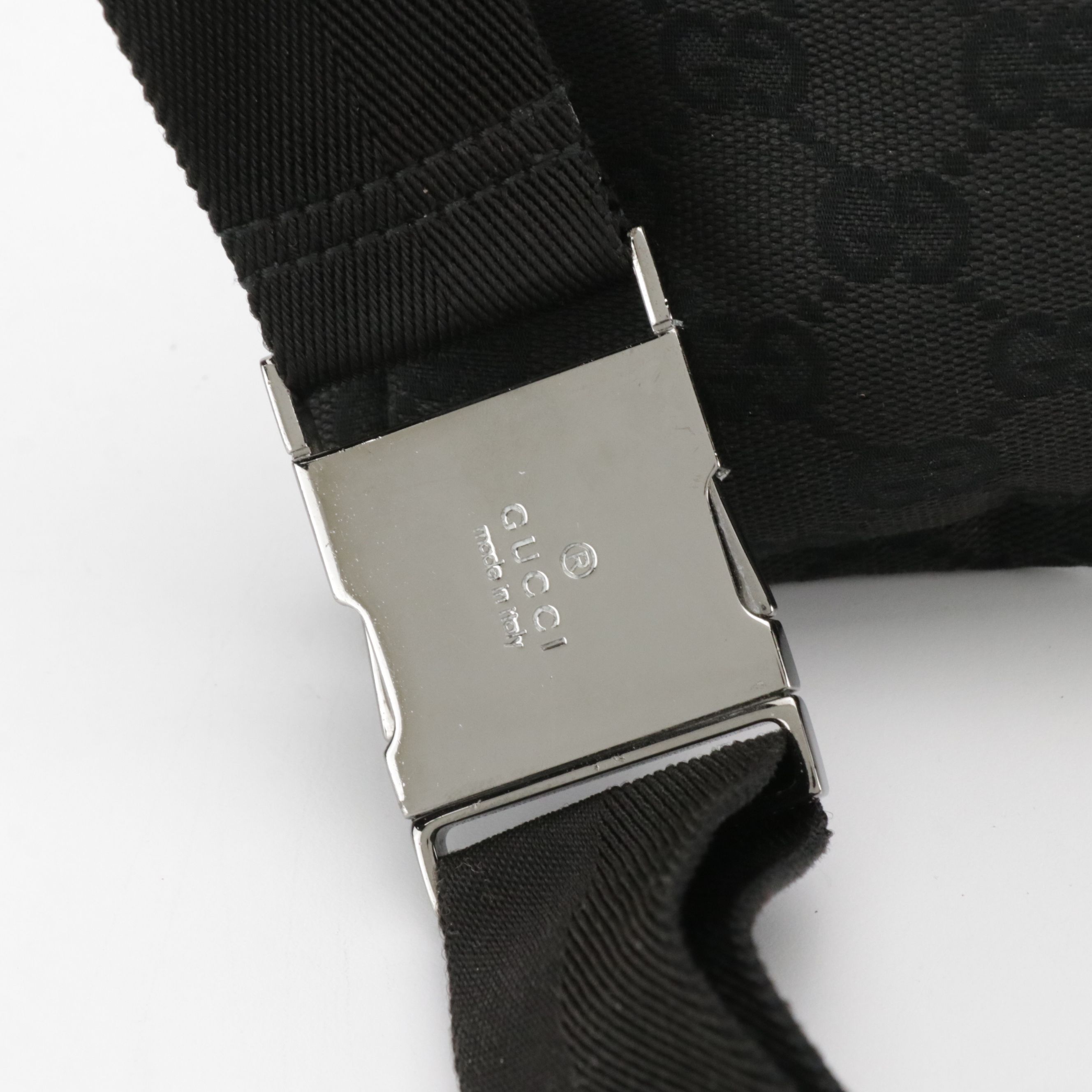 Gucci Waist Belt Bag in Black GG Canvas and Leather