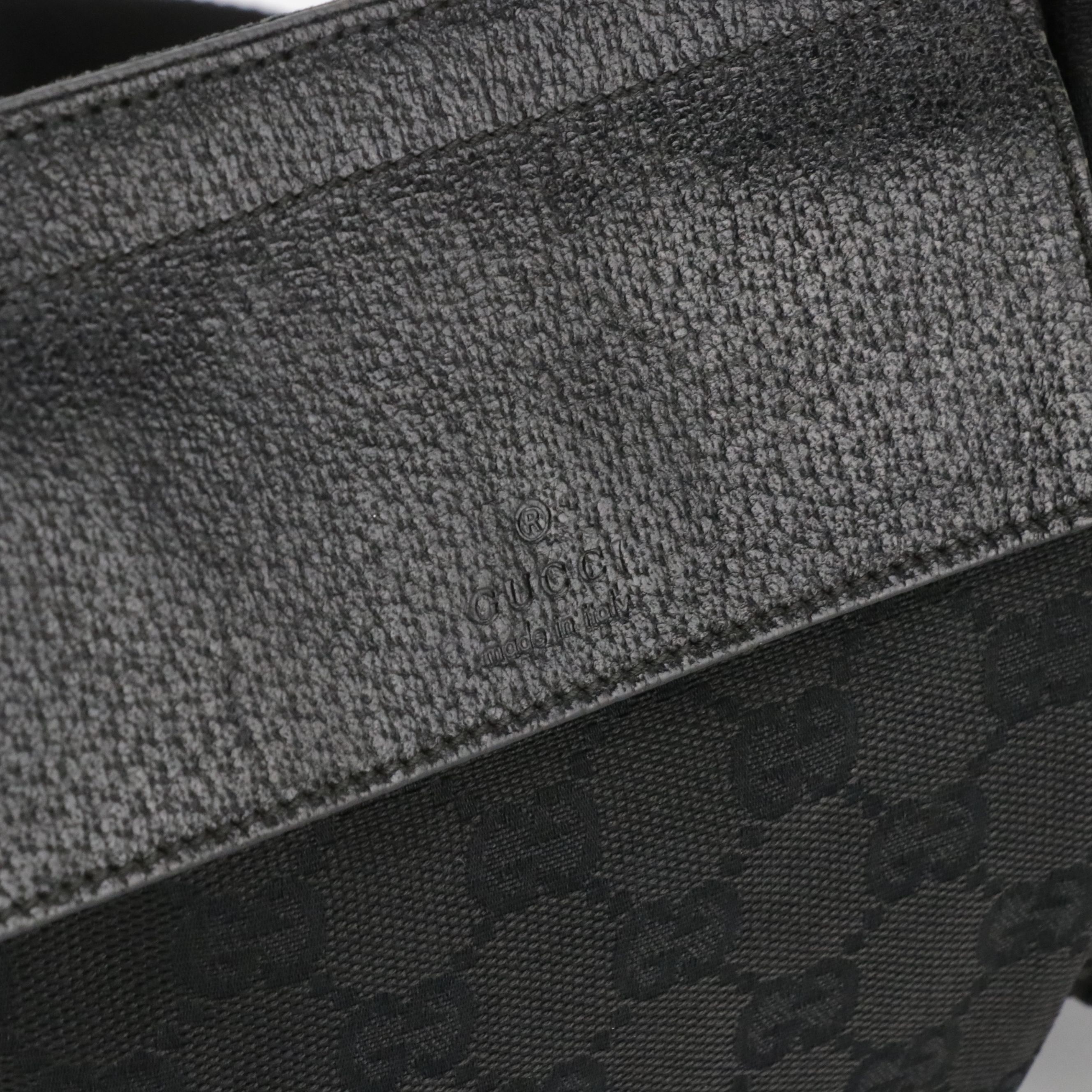 Gucci Waist Belt Bag in Black GG Canvas and Leather