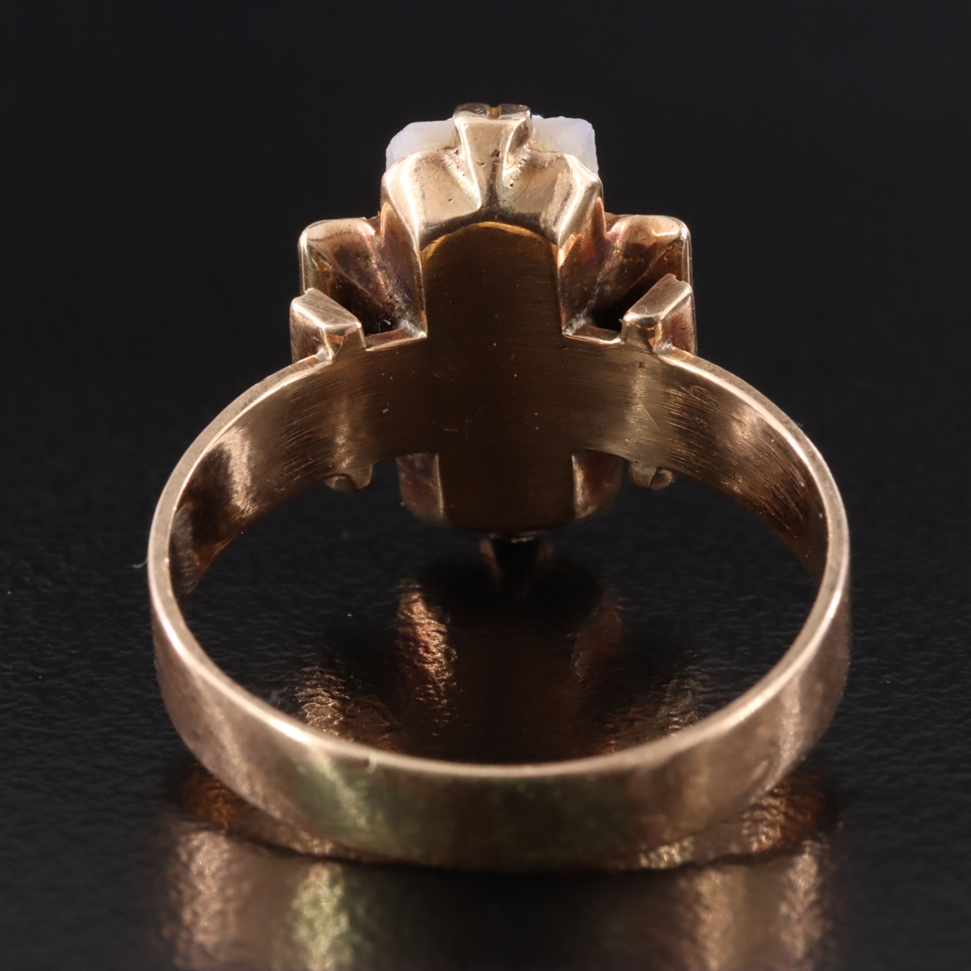 Antique Rose Gold 10K Sardonyx and Seed Pearl Rebecca At the Well Cameo Ring