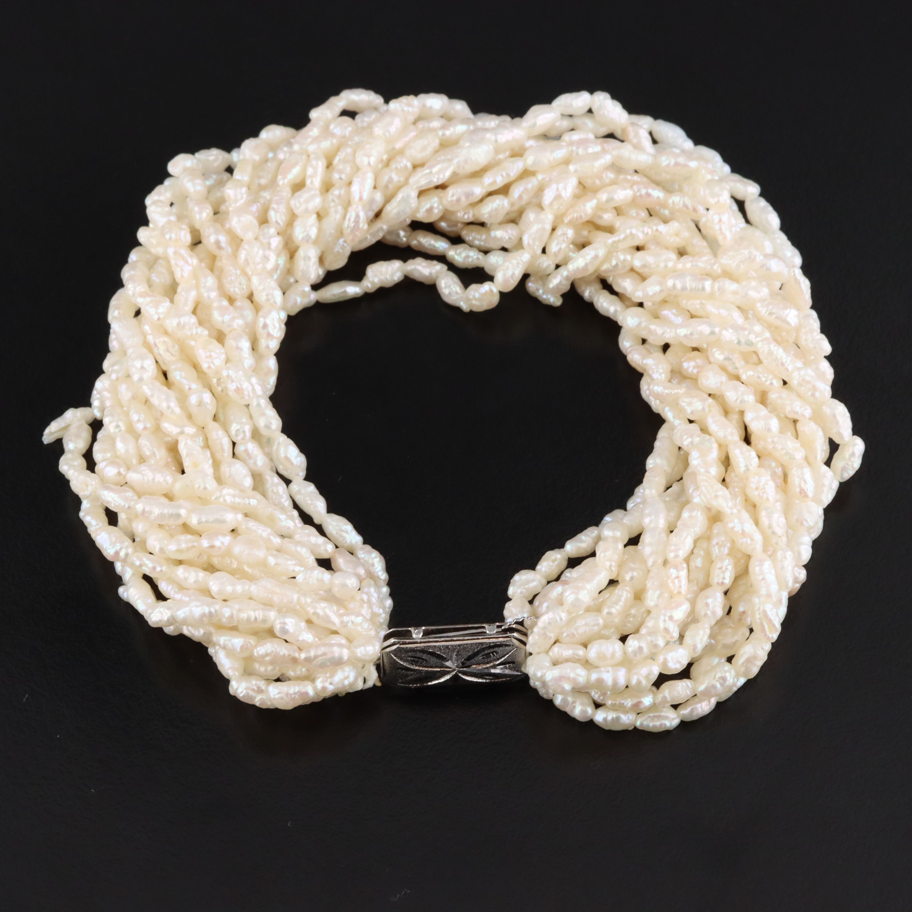 Pearl Necklace and Bracelet Set with Sterling Clasps