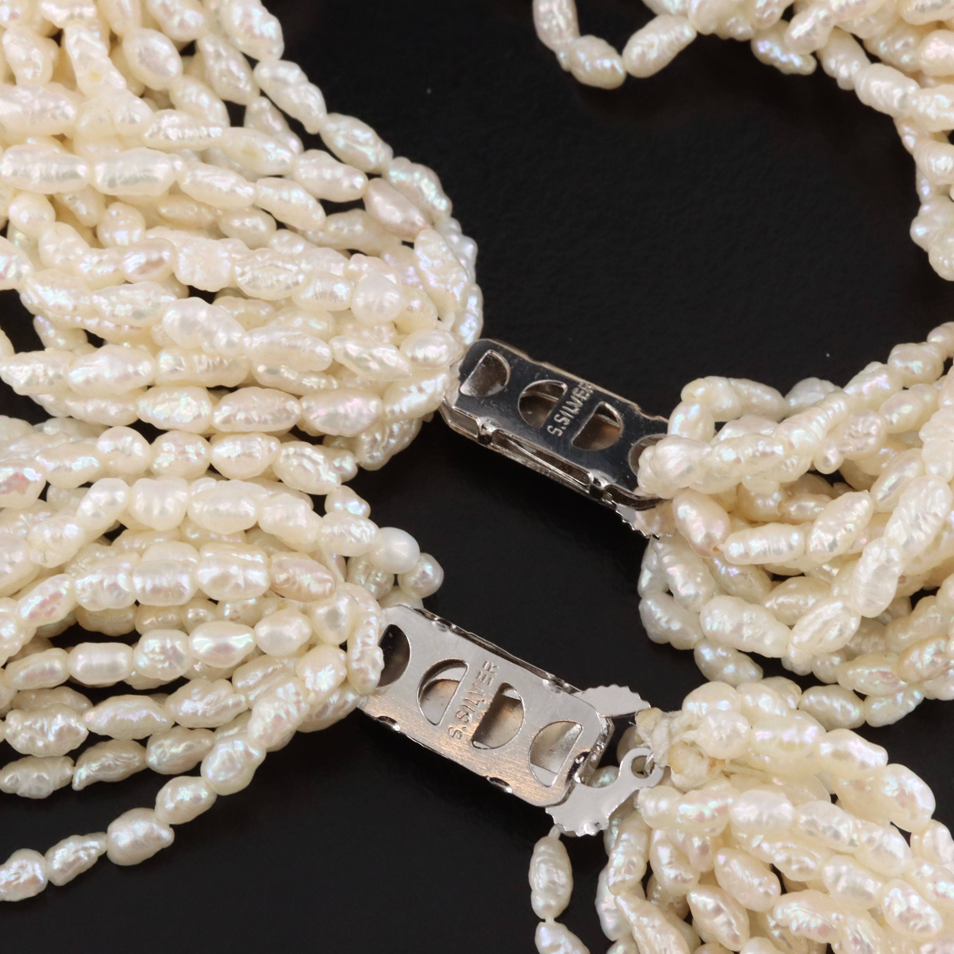 Pearl Necklace and Bracelet Set with Sterling Clasps