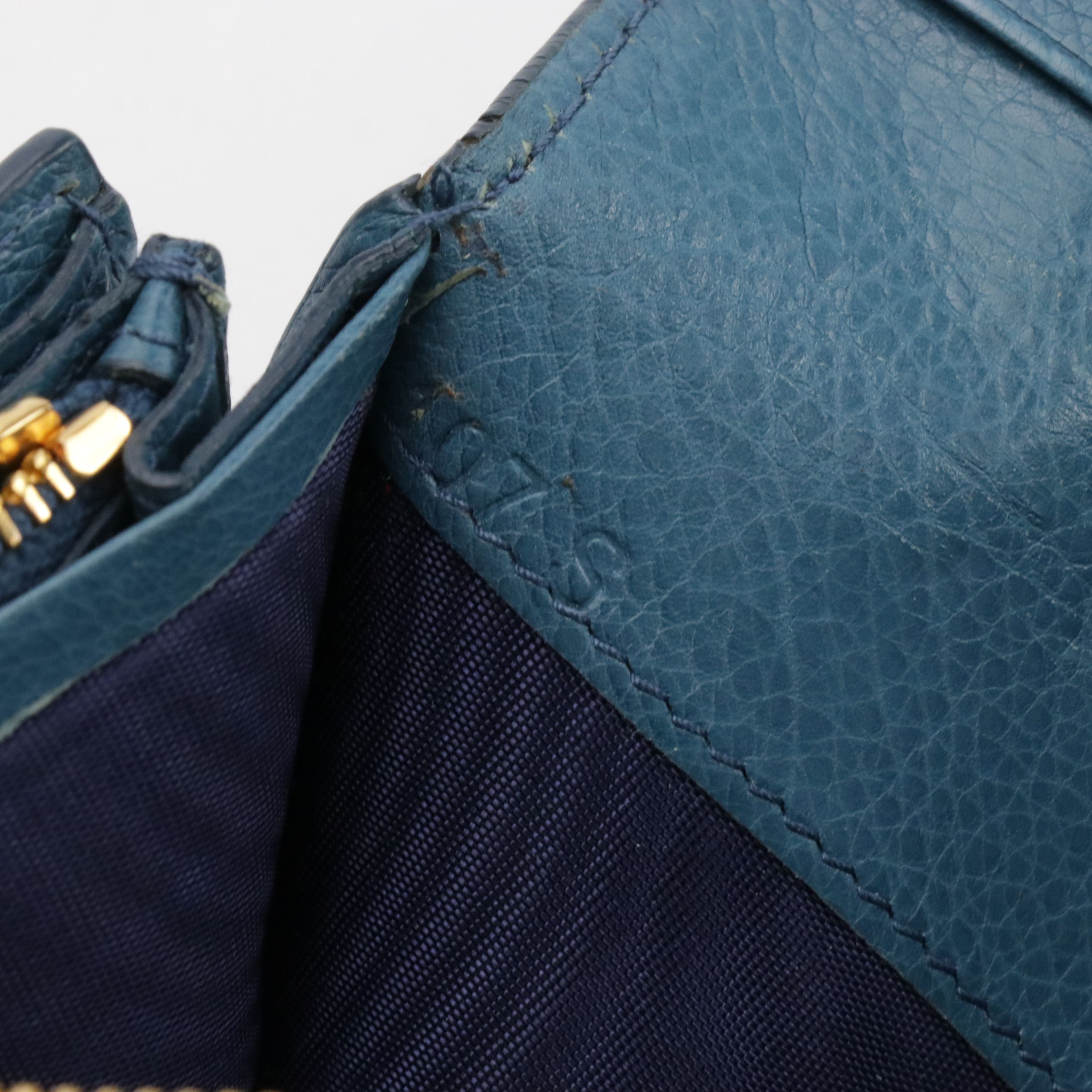 Prada Bow Long Bifold Wallet in Teal Leather