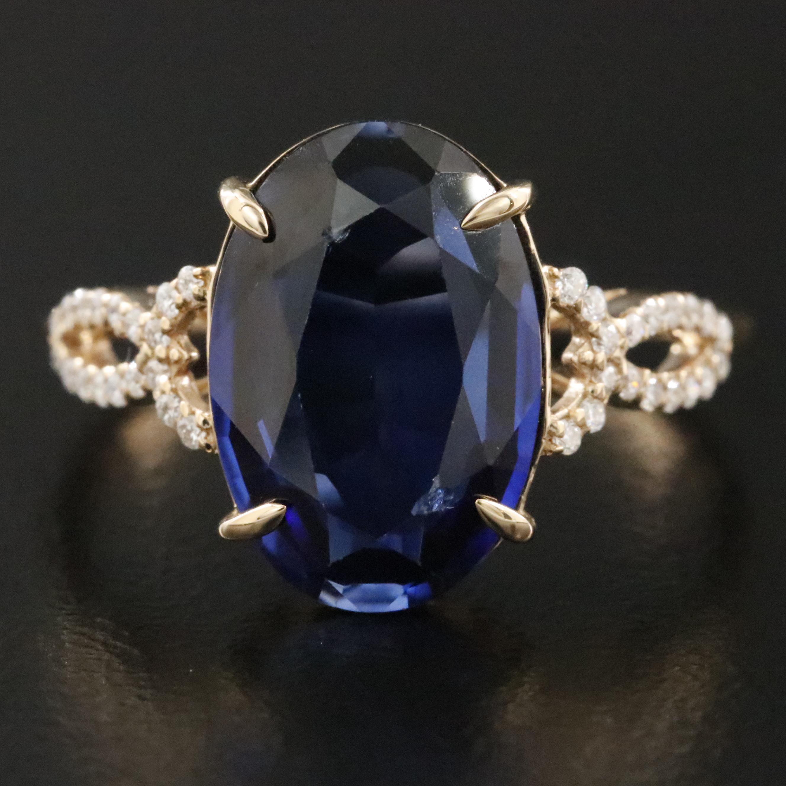 14K 3.23 CT Sapphire and Moissanite Ring