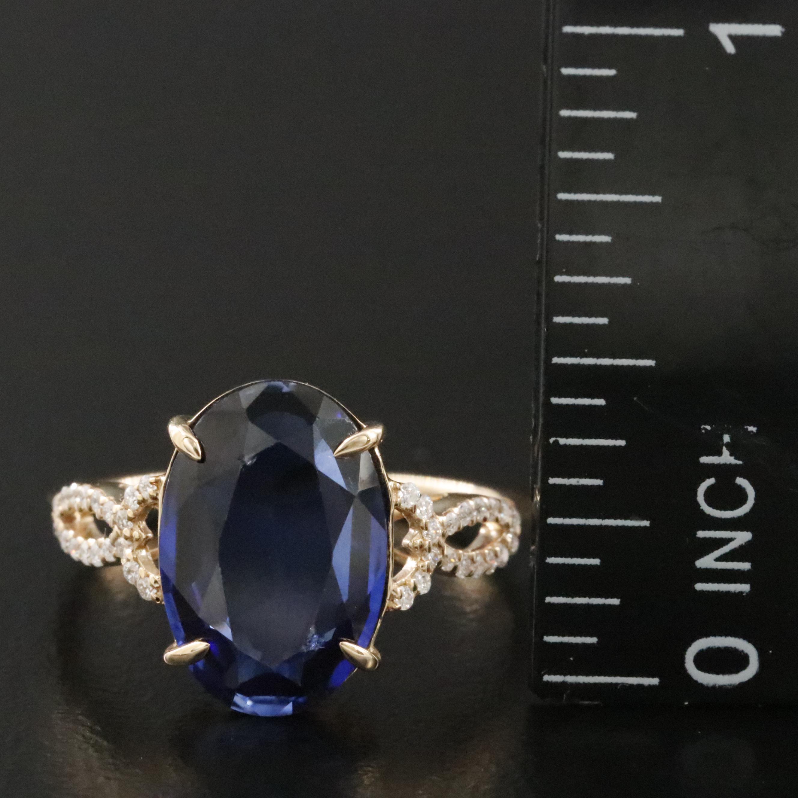 14K 3.23 CT Sapphire and Moissanite Ring