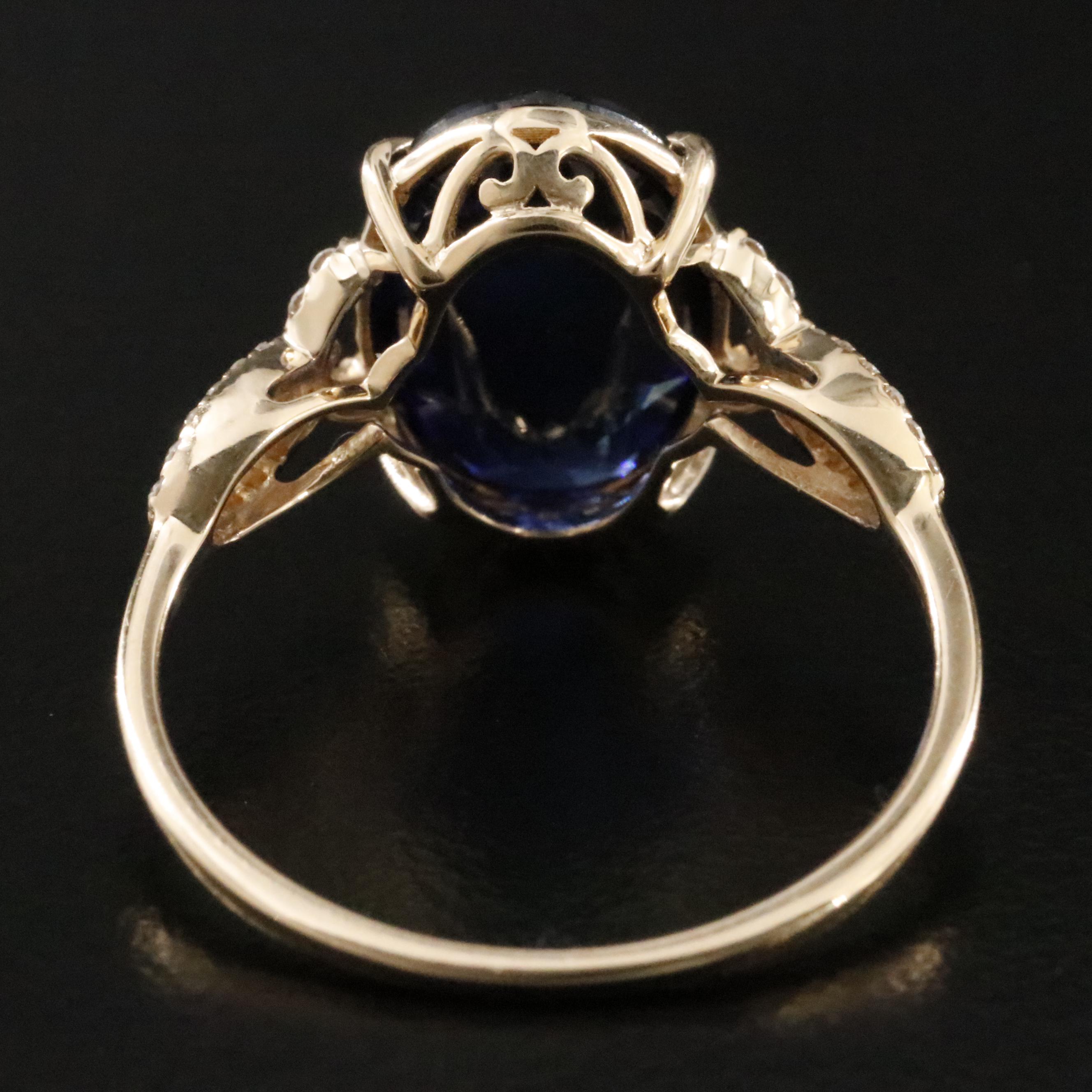 14K 3.23 CT Sapphire and Moissanite Ring