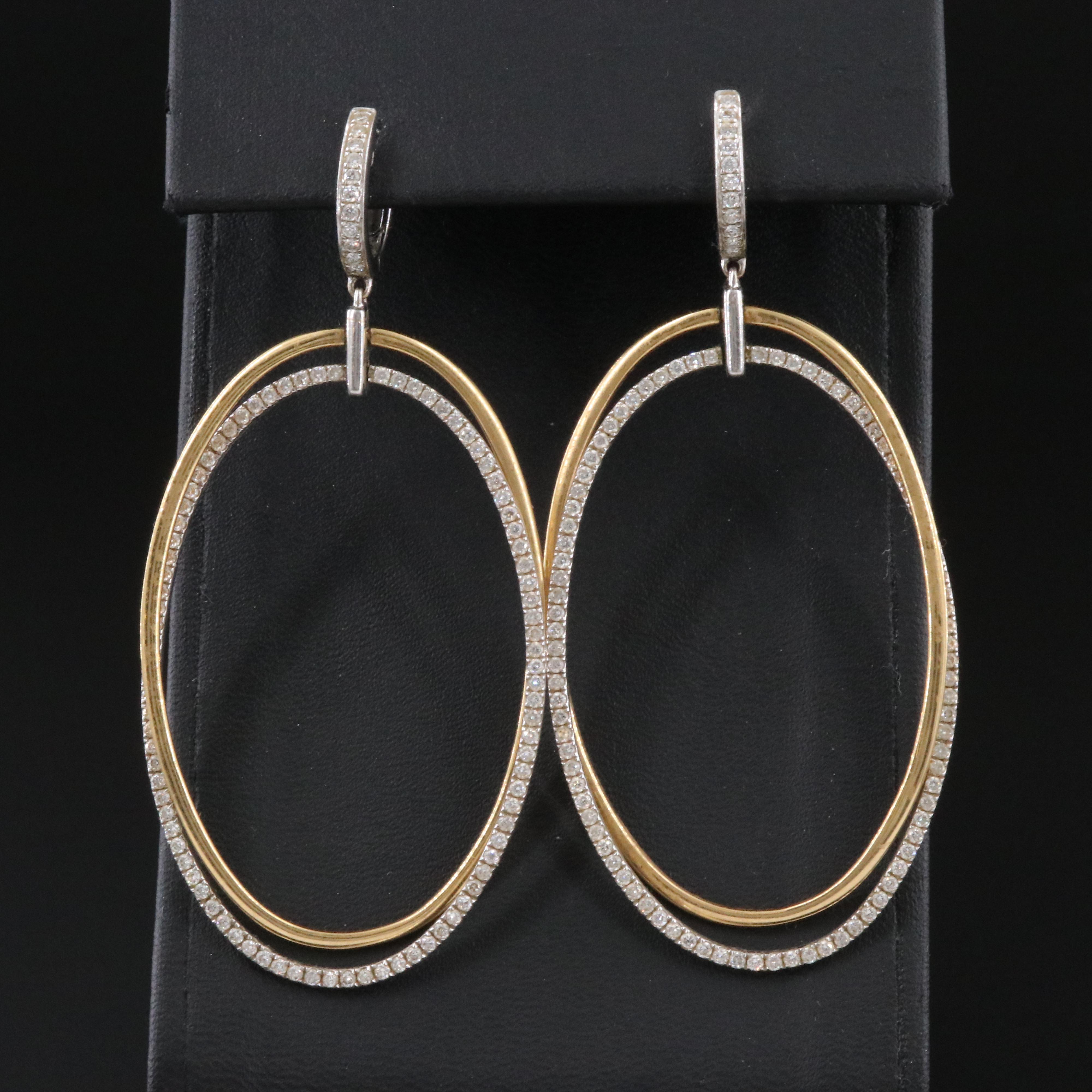 18K 1.68 CTW Diamond Oval Earrings
