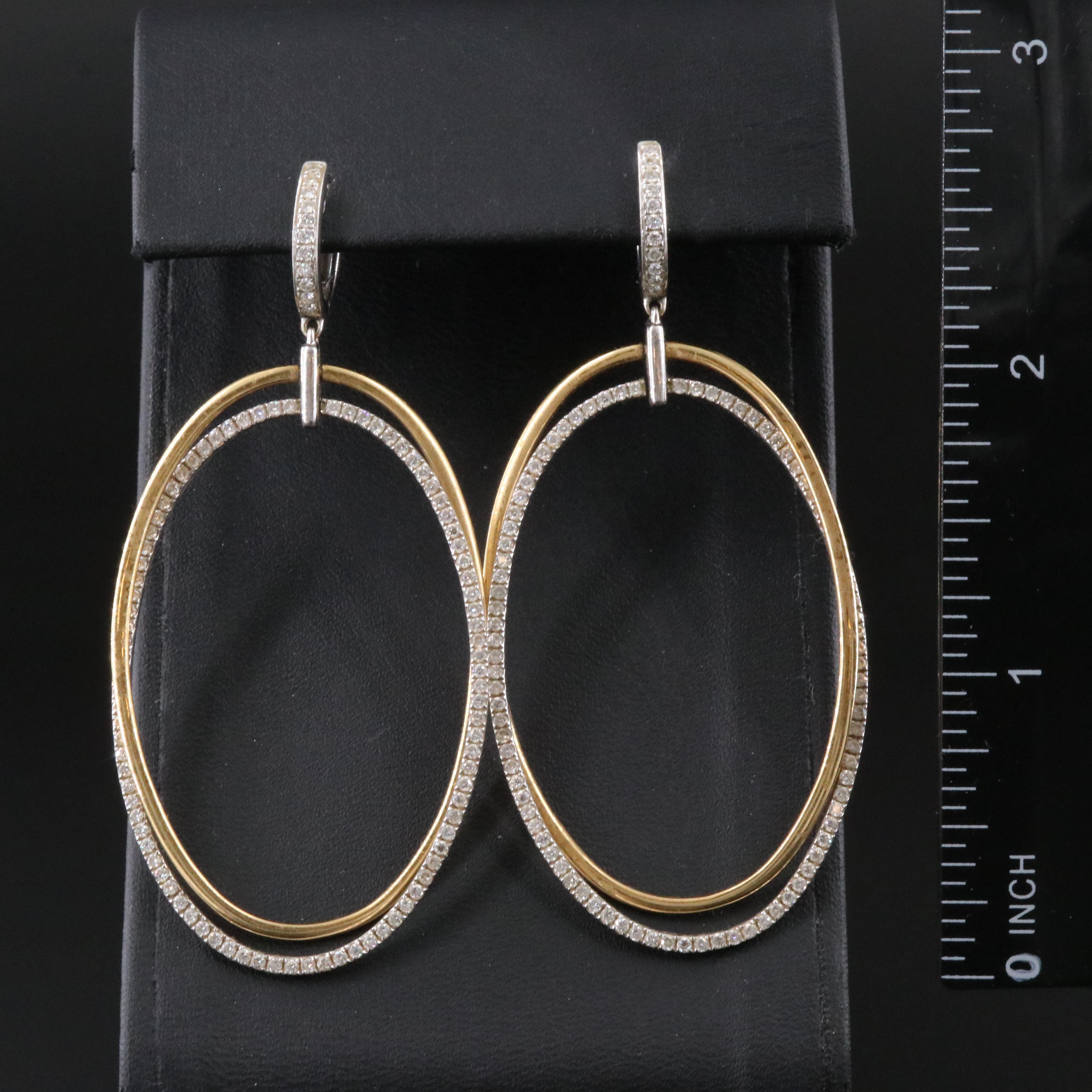 18K 1.68 CTW Diamond Oval Earrings