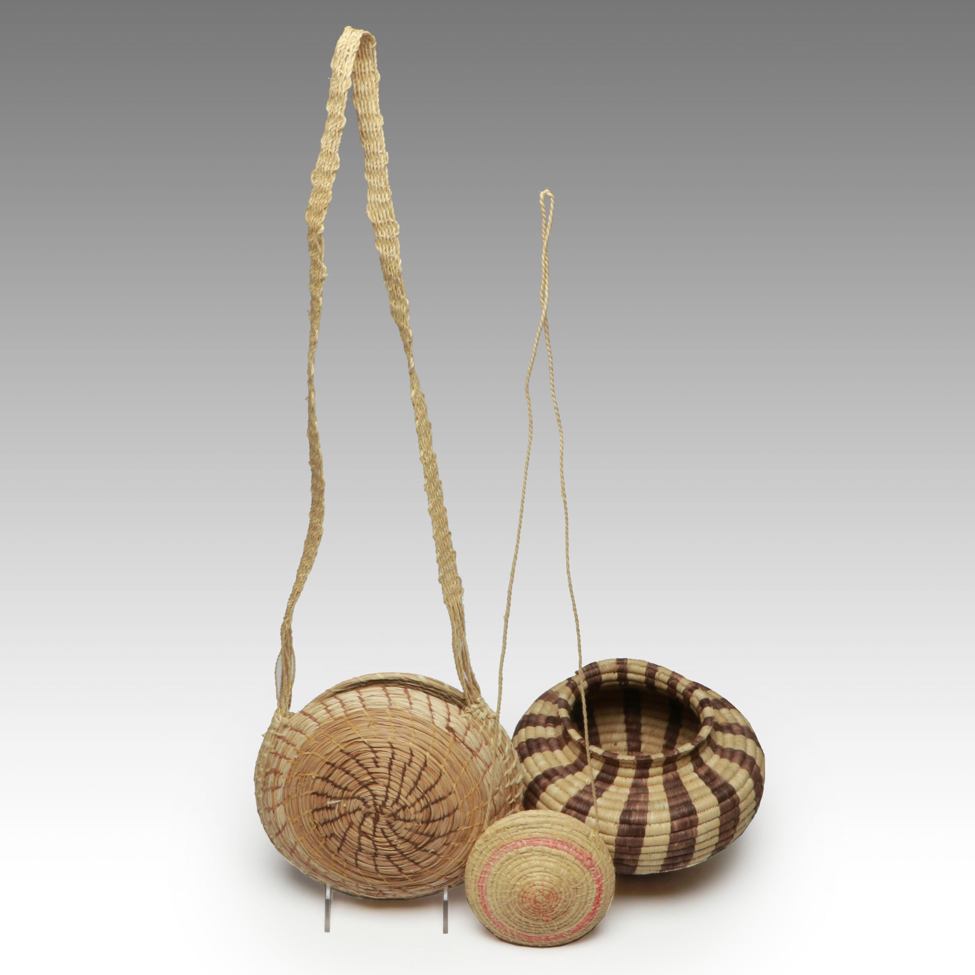 Amazon Rainforest Yagua and Warao Peoples Handwoven Chambrae Vine Baskets