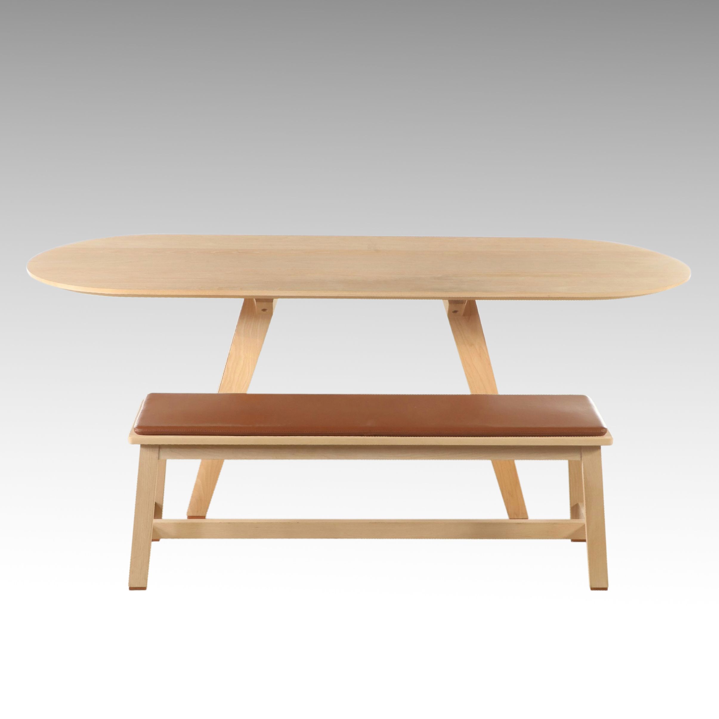 Studioilse for De La Espada "Together" Oak Dining Table and Leather Bench