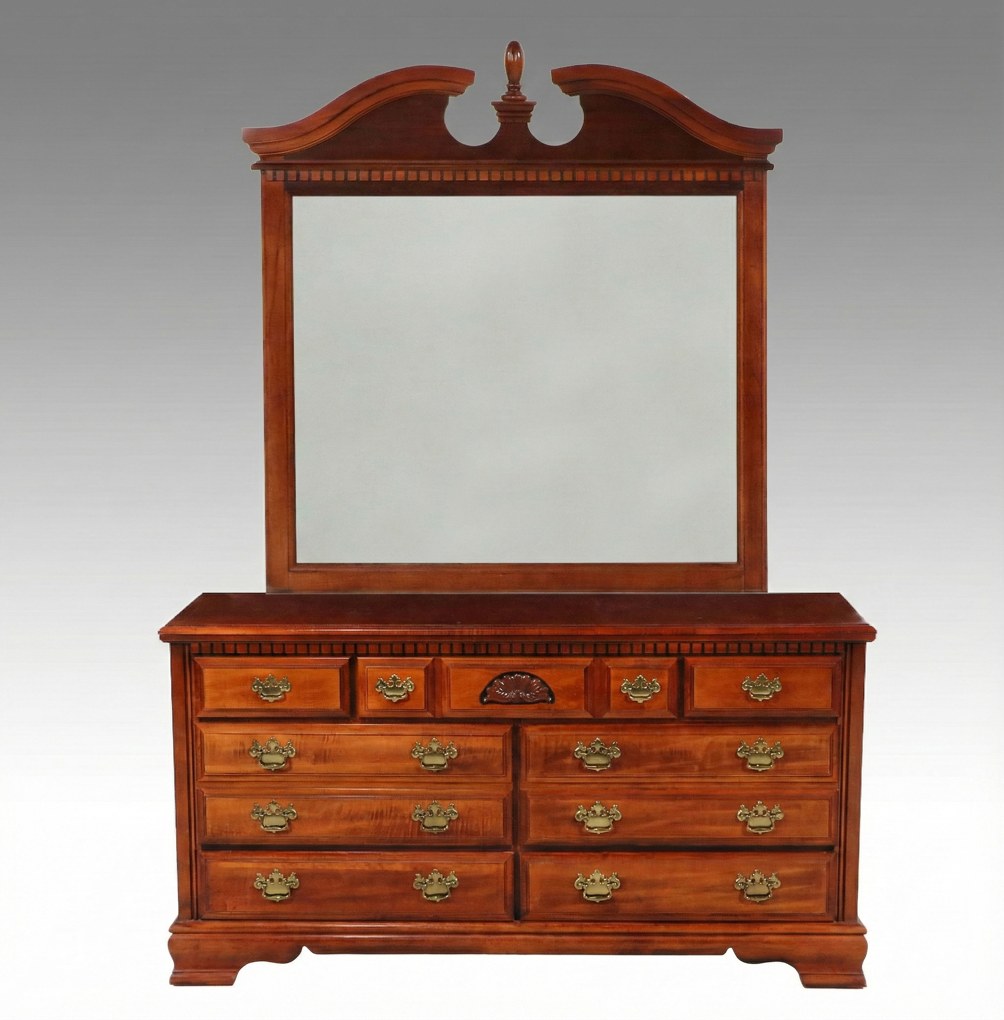 Federal Style Cherry Dresser with Mirror, Late 20th Century