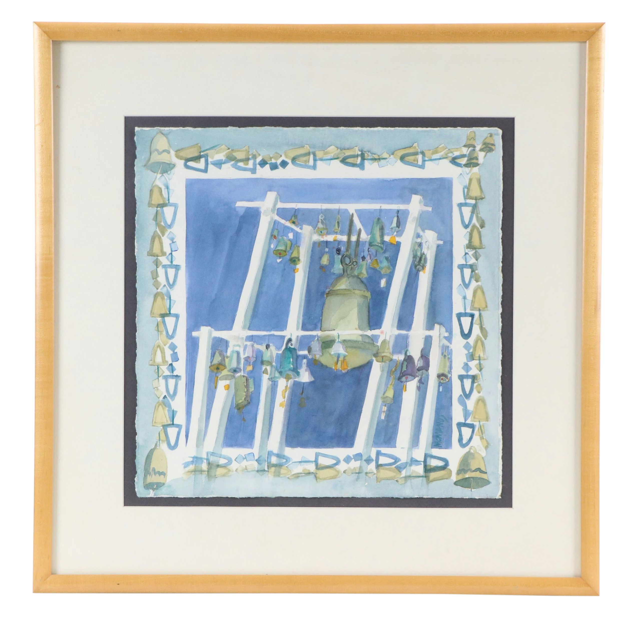 Watercolor Painting of The Children's Bell Tower, Late 20th Century