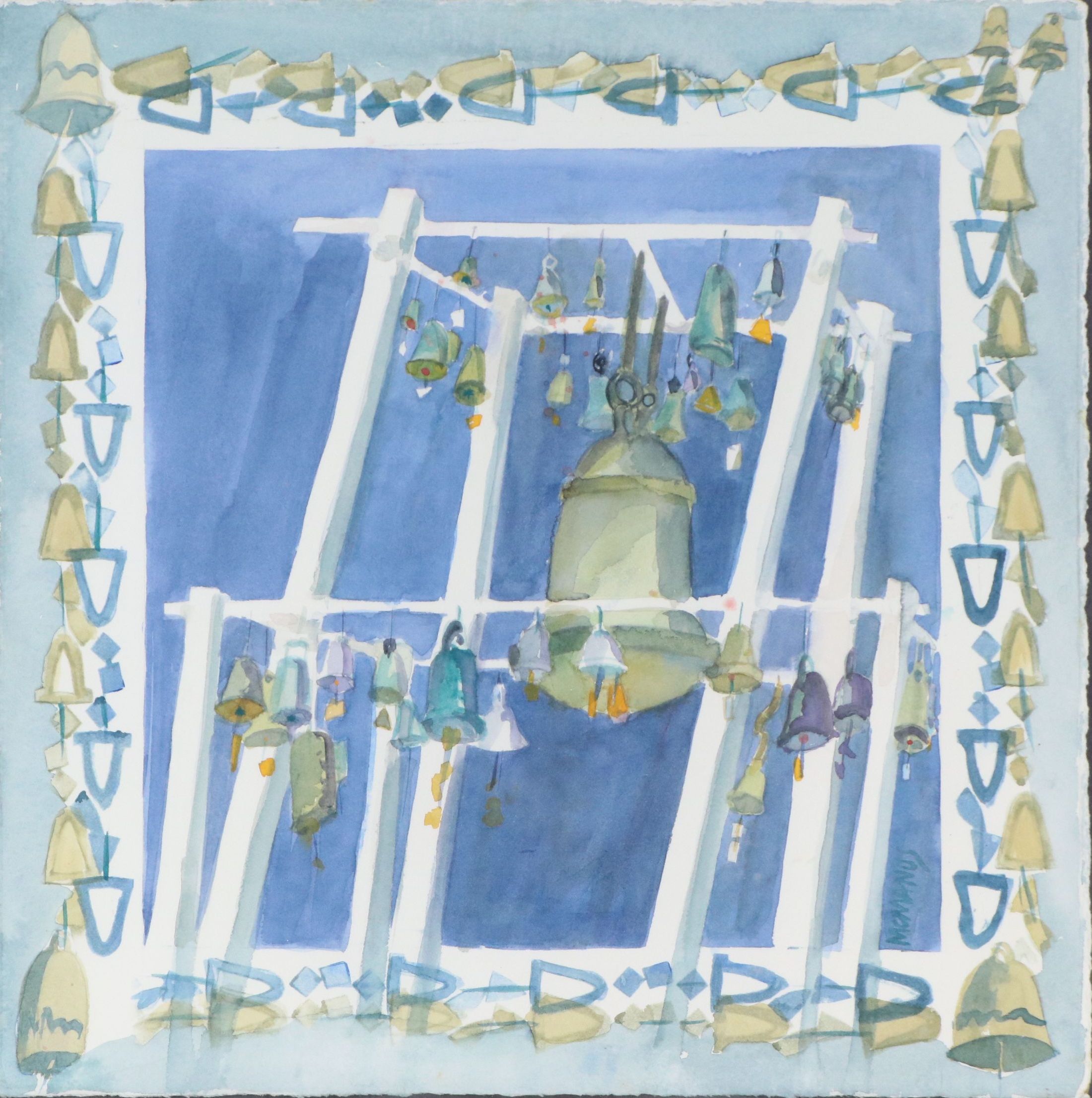 Watercolor Painting of The Children's Bell Tower, Late 20th Century