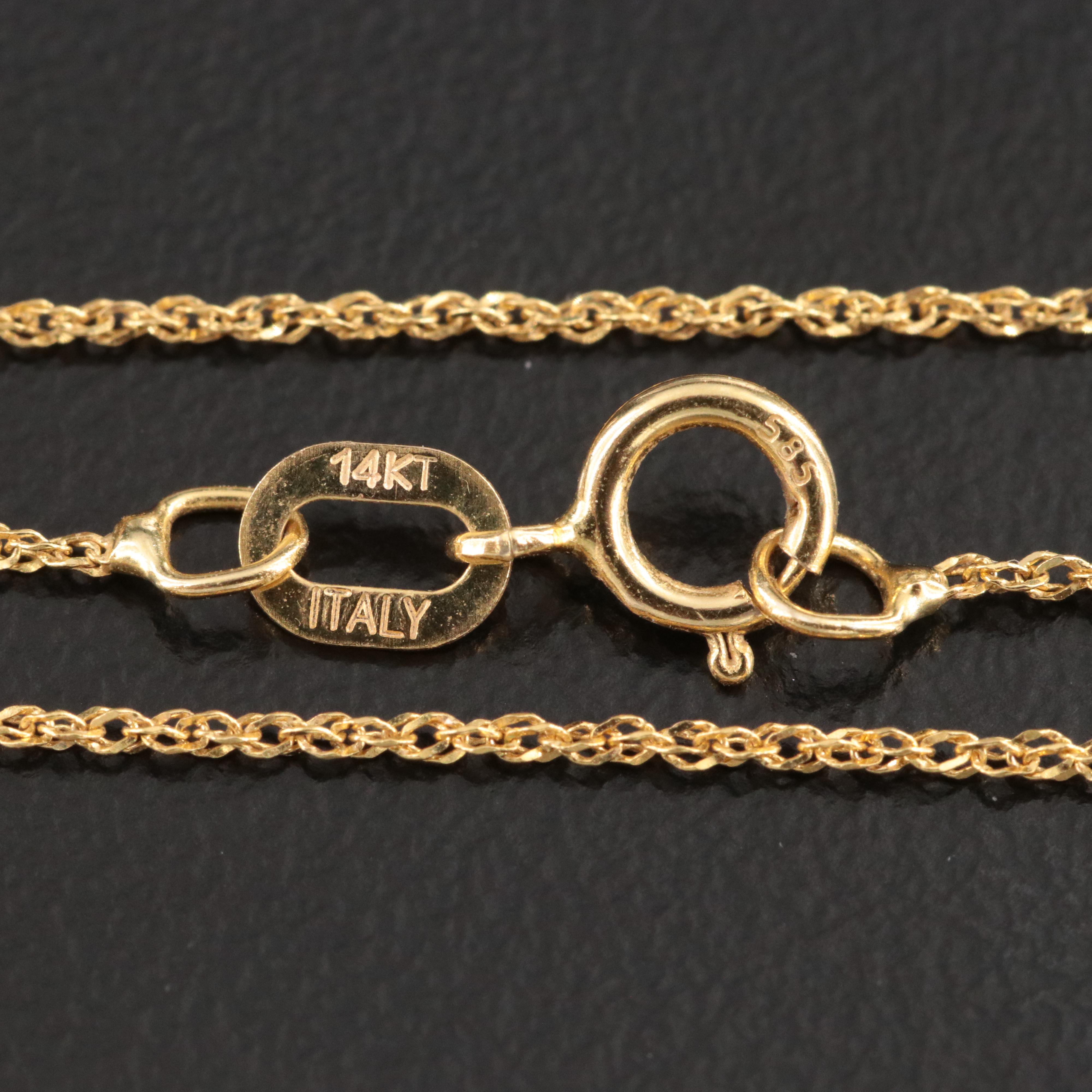 10K Citrine and Diamond Pendant on 14K Chain Necklace