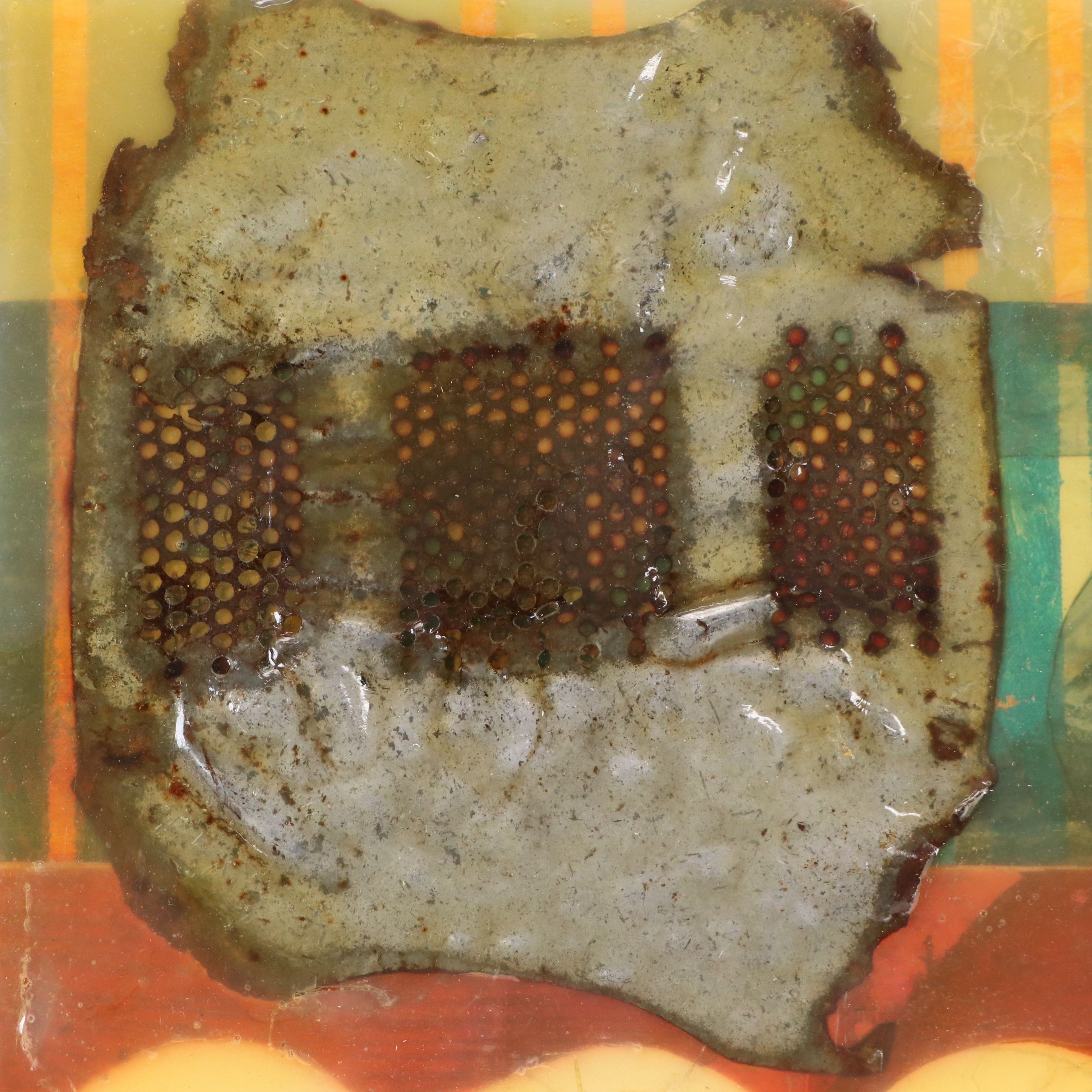 Chris Hoeting Abstract Mixed Media Wall Art with Resin, 21st Century