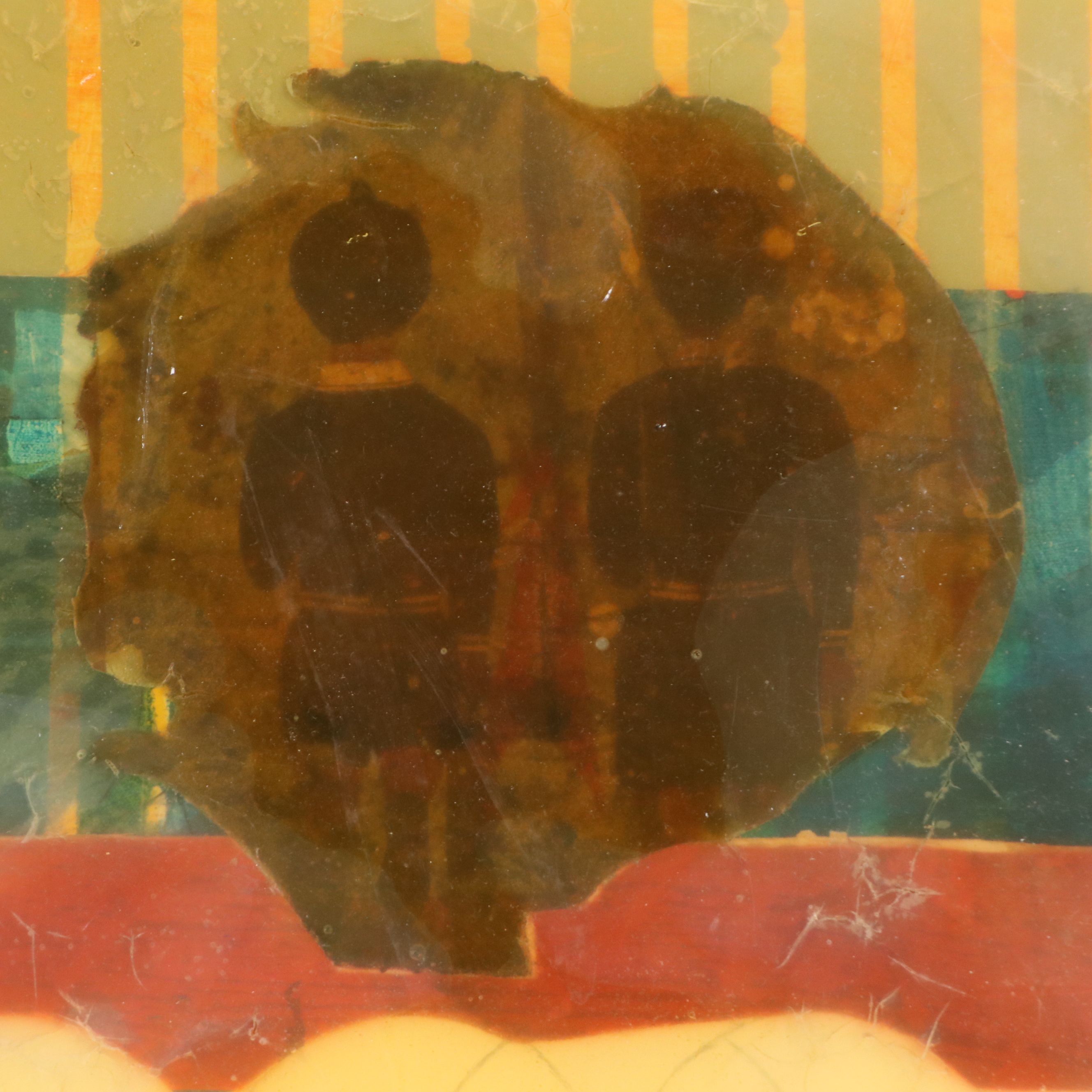 Chris Hoeting Abstract Mixed Media Wall Art with Resin, 21st Century