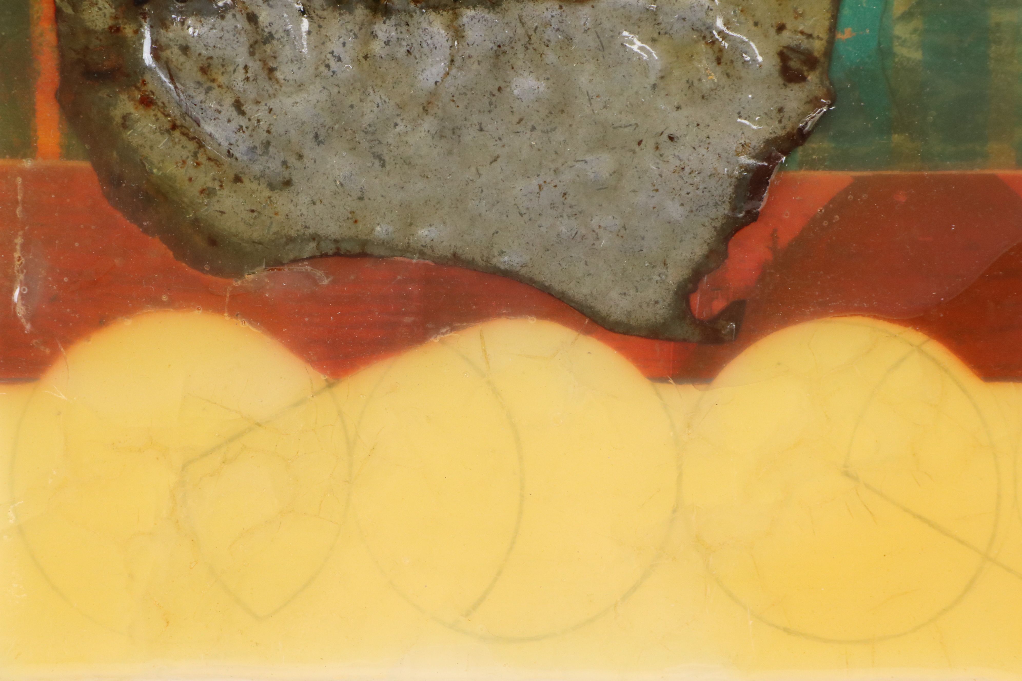 Chris Hoeting Abstract Mixed Media Wall Art with Resin, 21st Century