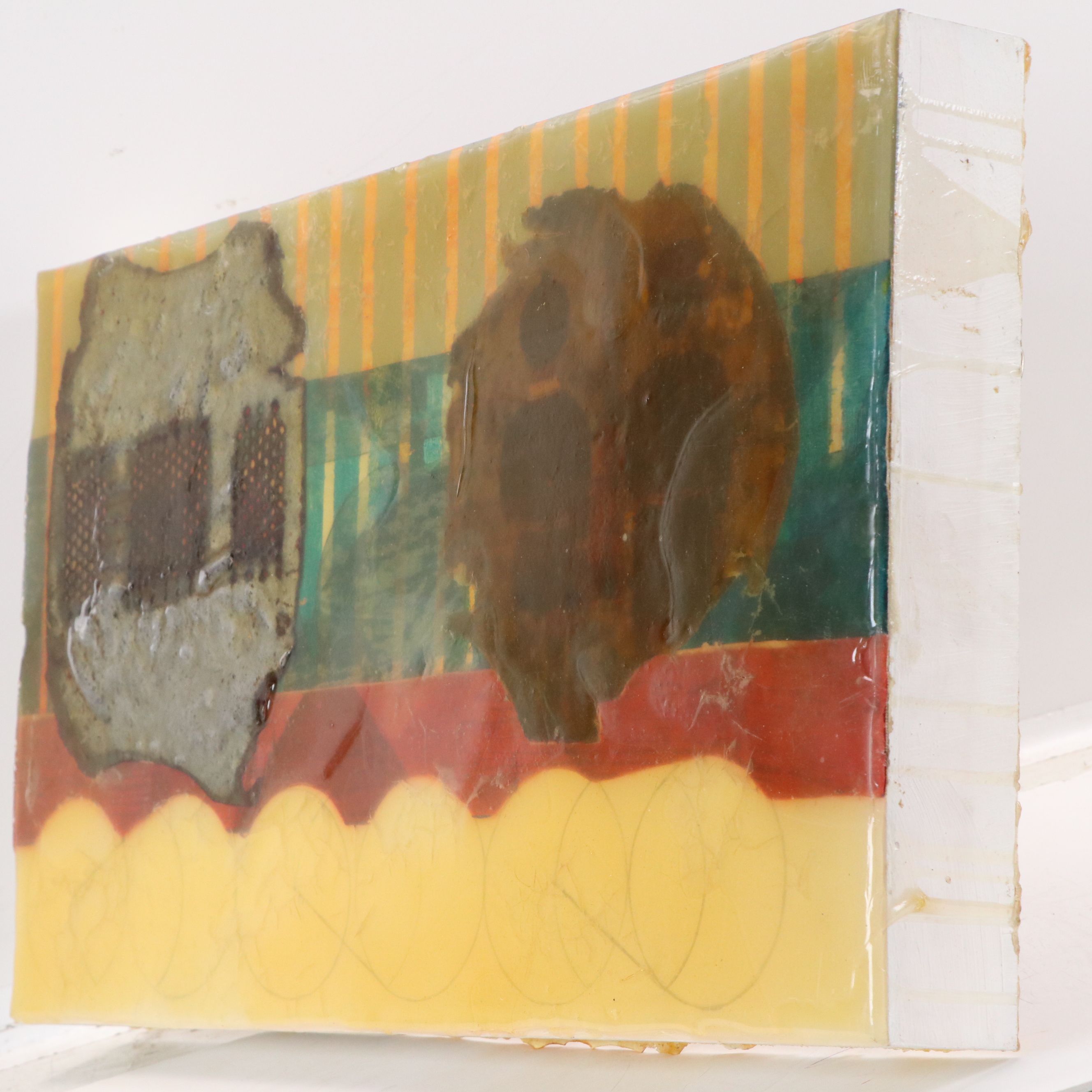 Chris Hoeting Abstract Mixed Media Wall Art with Resin, 21st Century