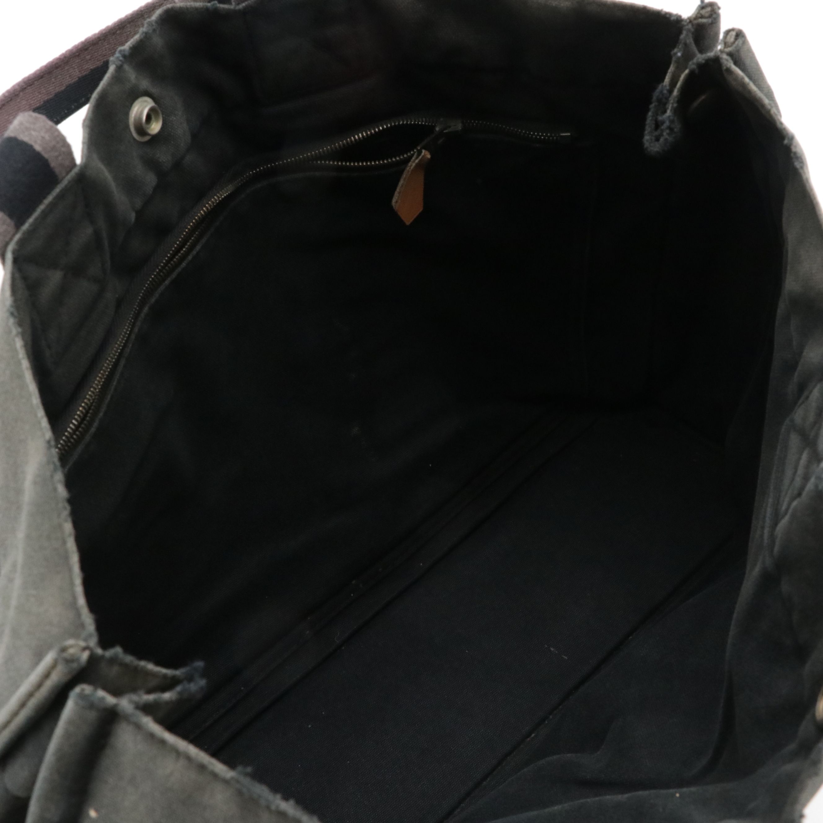 Hermès Fourre-Tout MM in Black and Grey Cotton Canvas