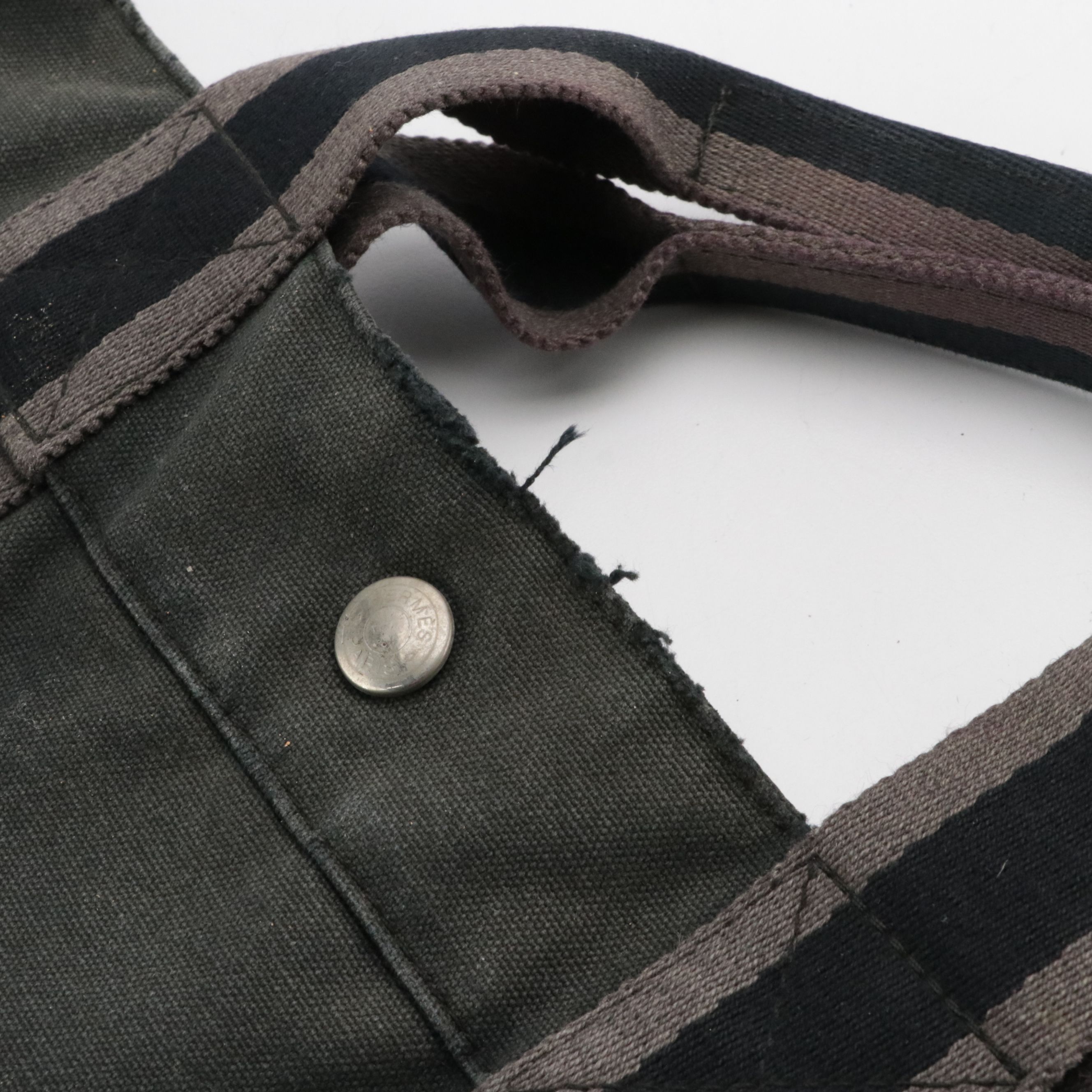 Hermès Fourre-Tout MM in Black and Grey Cotton Canvas