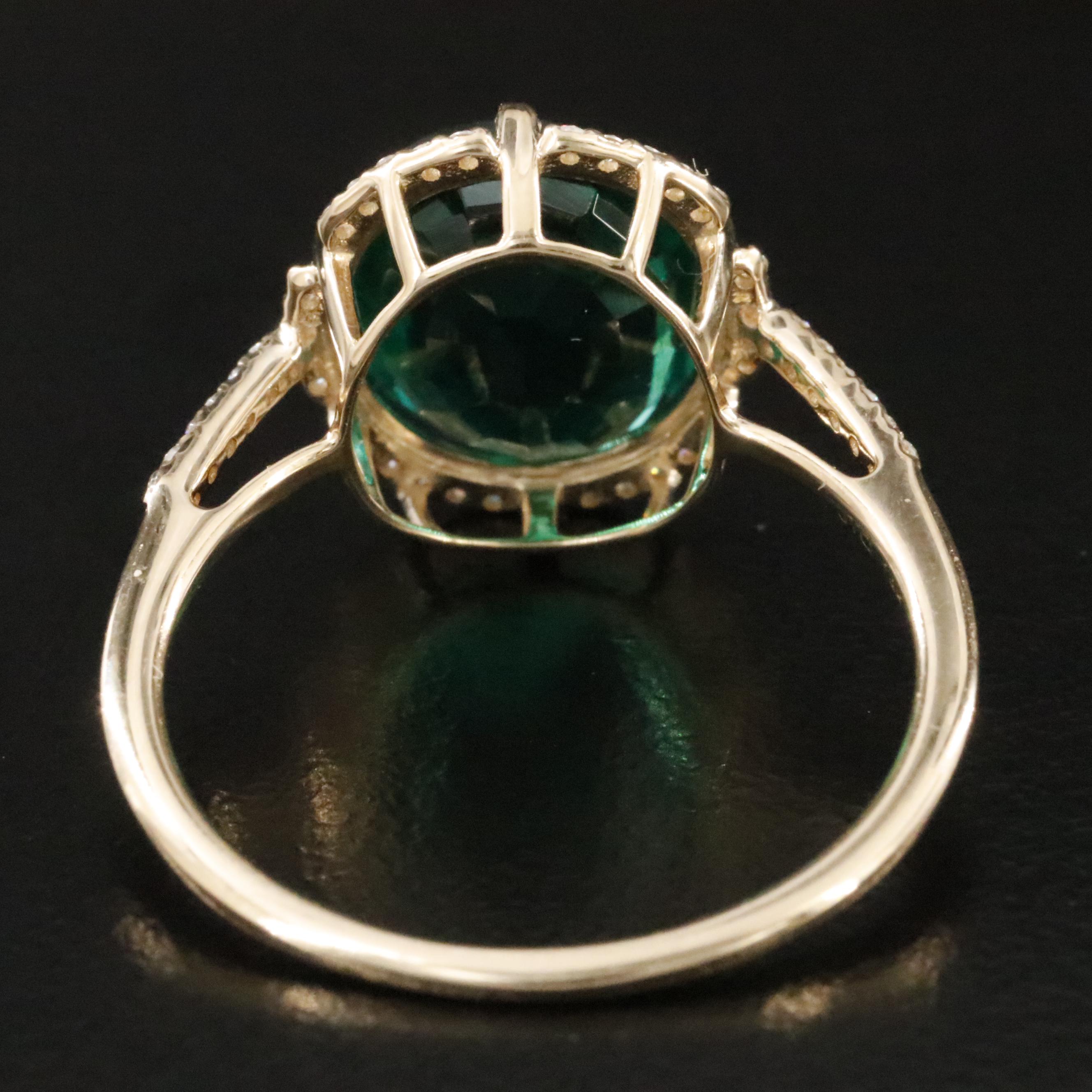 14K 2.43 CT Emerald and Moissanite Ring