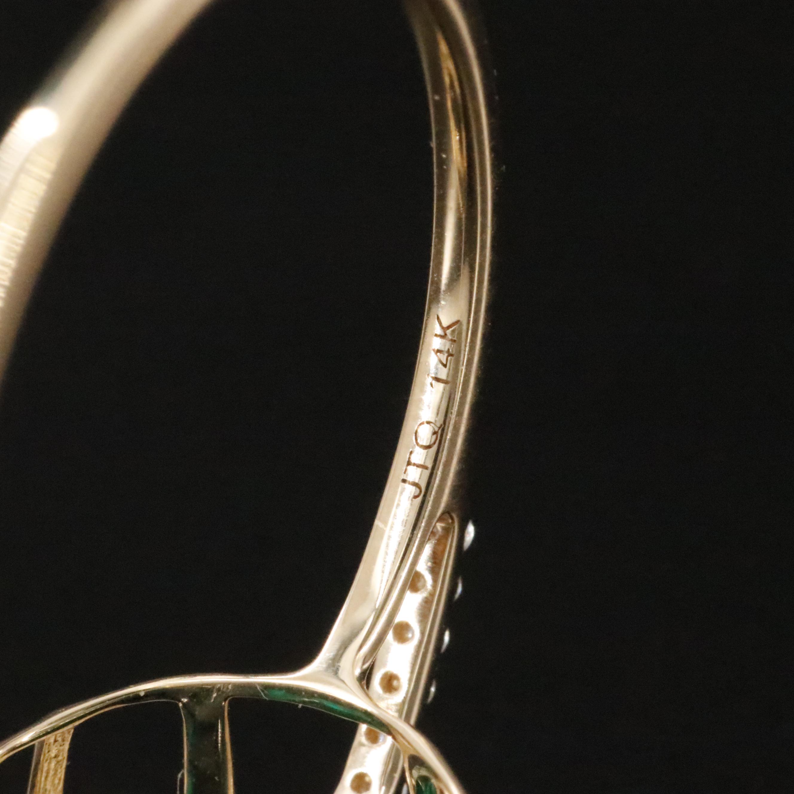 14K 2.43 CT Emerald and Moissanite Ring