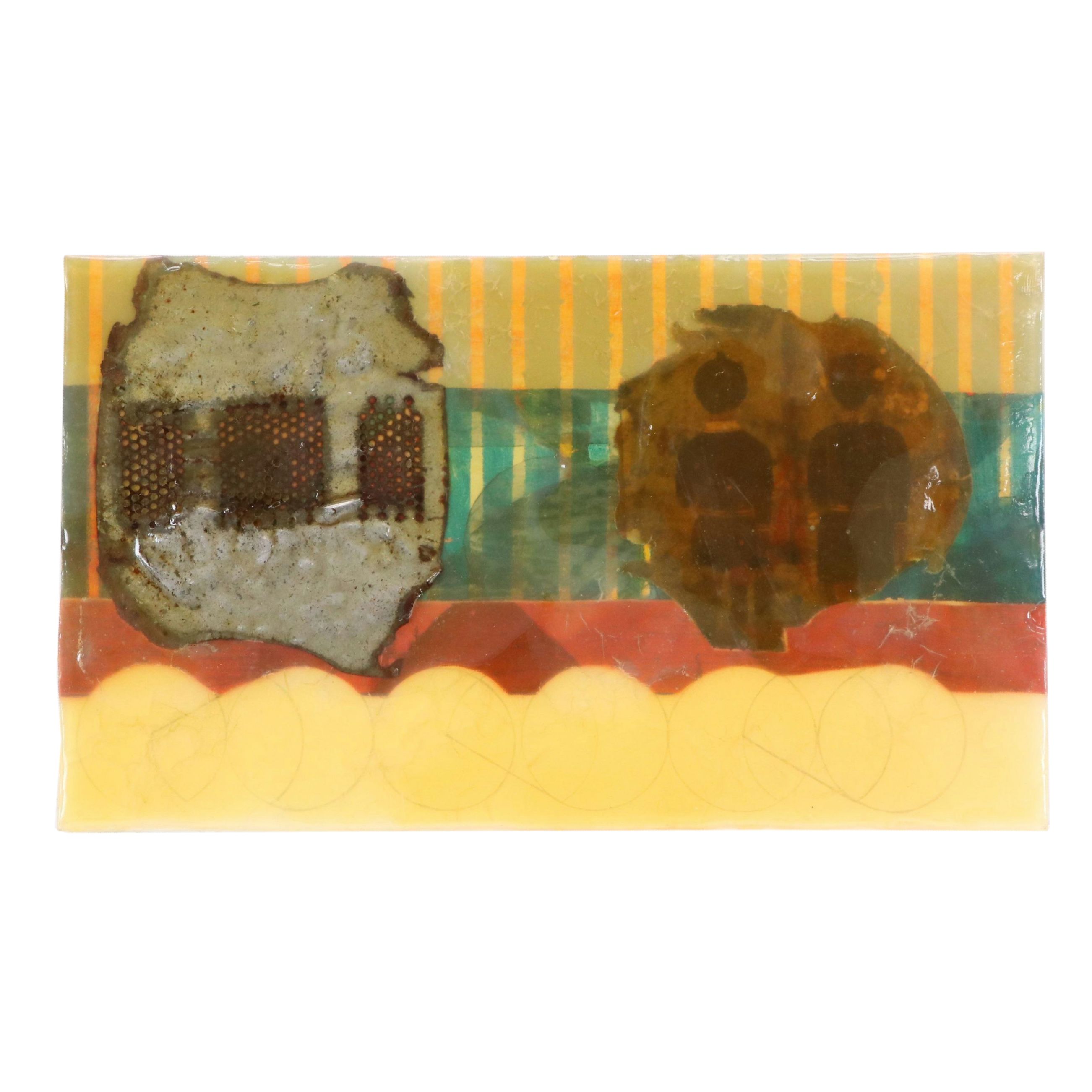 Chris Hoeting Abstract Mixed Media Wall Art with Resin, 21st Century