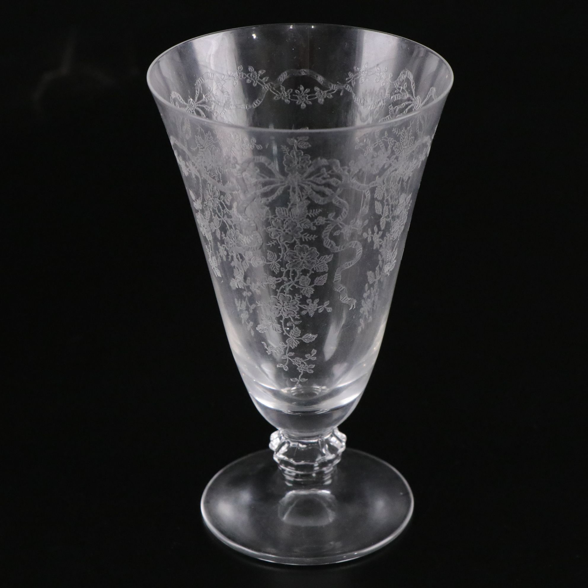 Fostoria "Romance" Juice & Cocktail Glasses with Salad Plates