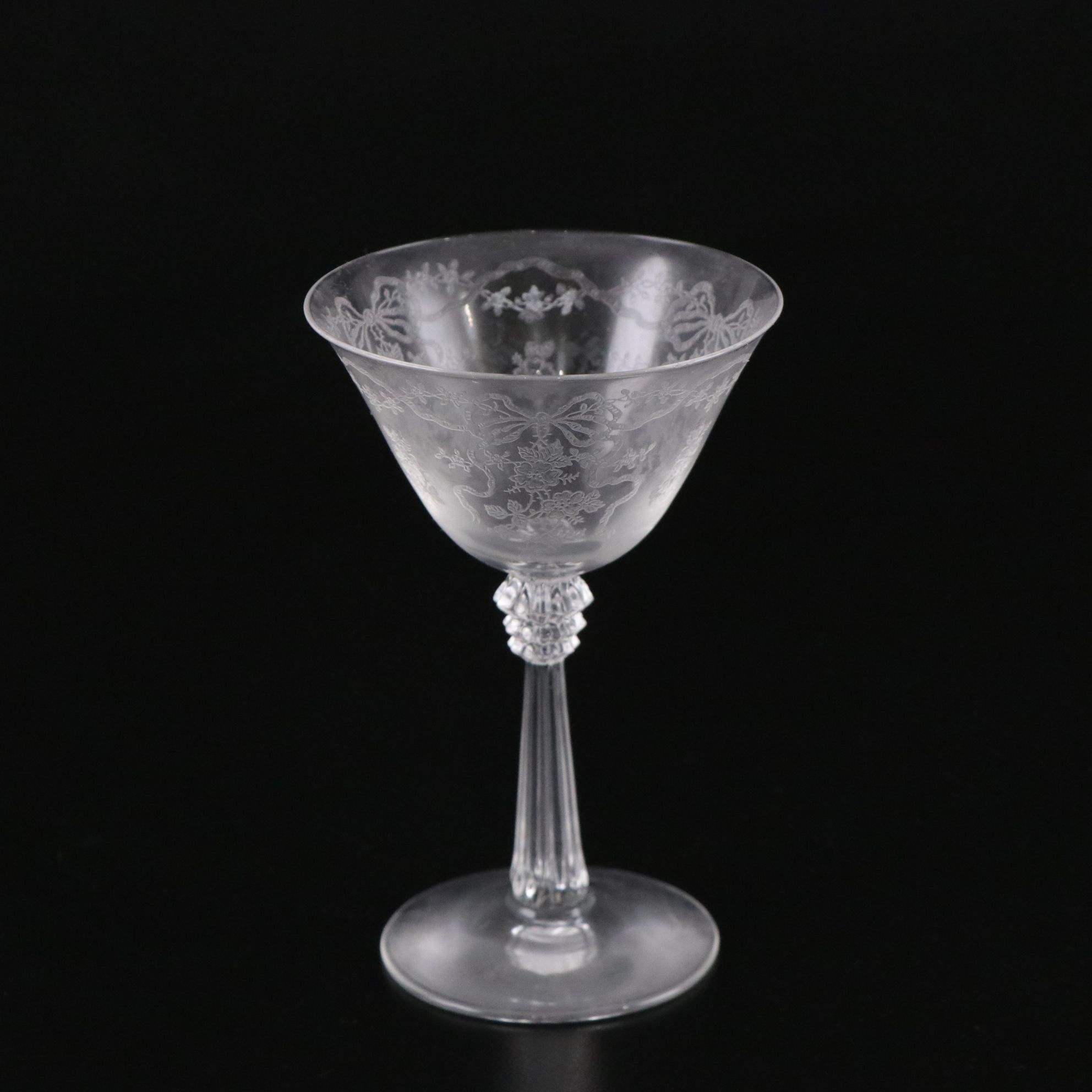 Fostoria "Romance" Juice & Cocktail Glasses with Salad Plates