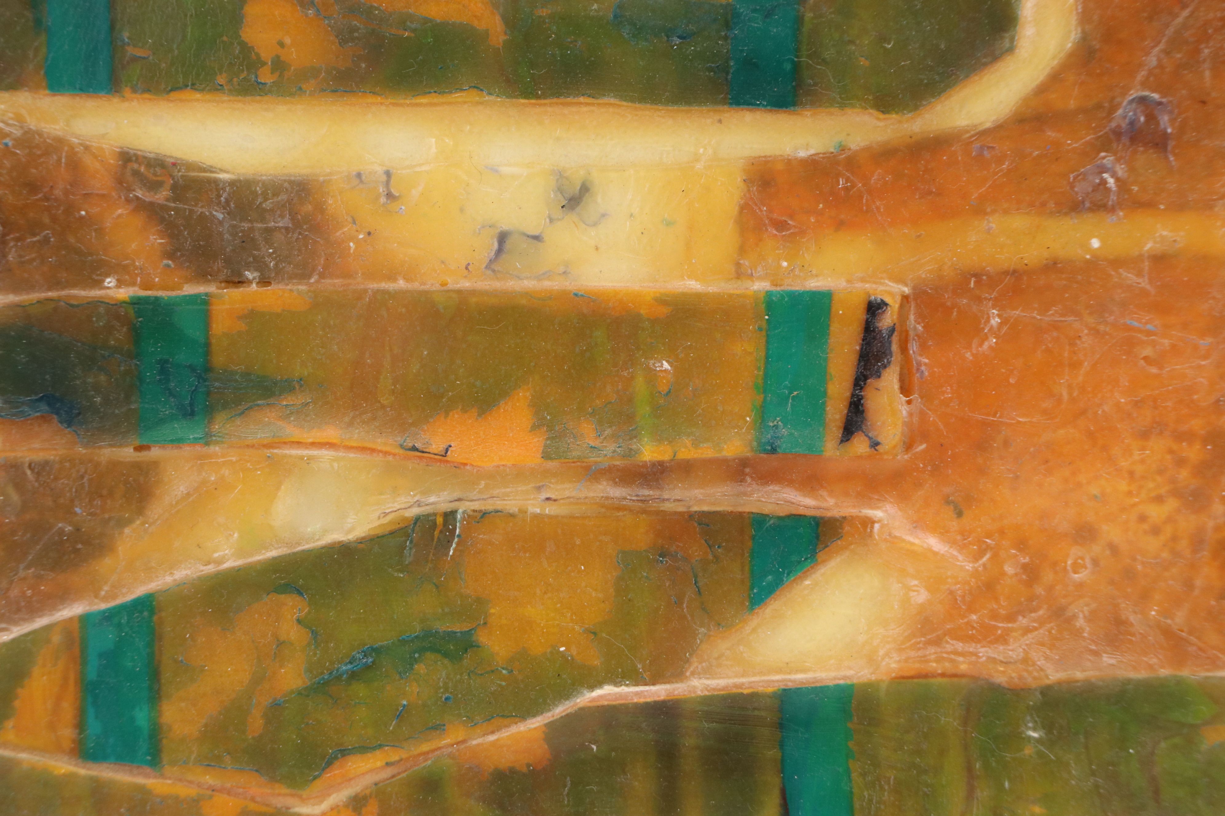 Chris Hoeting Abstract Mixed Media Wall Art with Resin, 2008