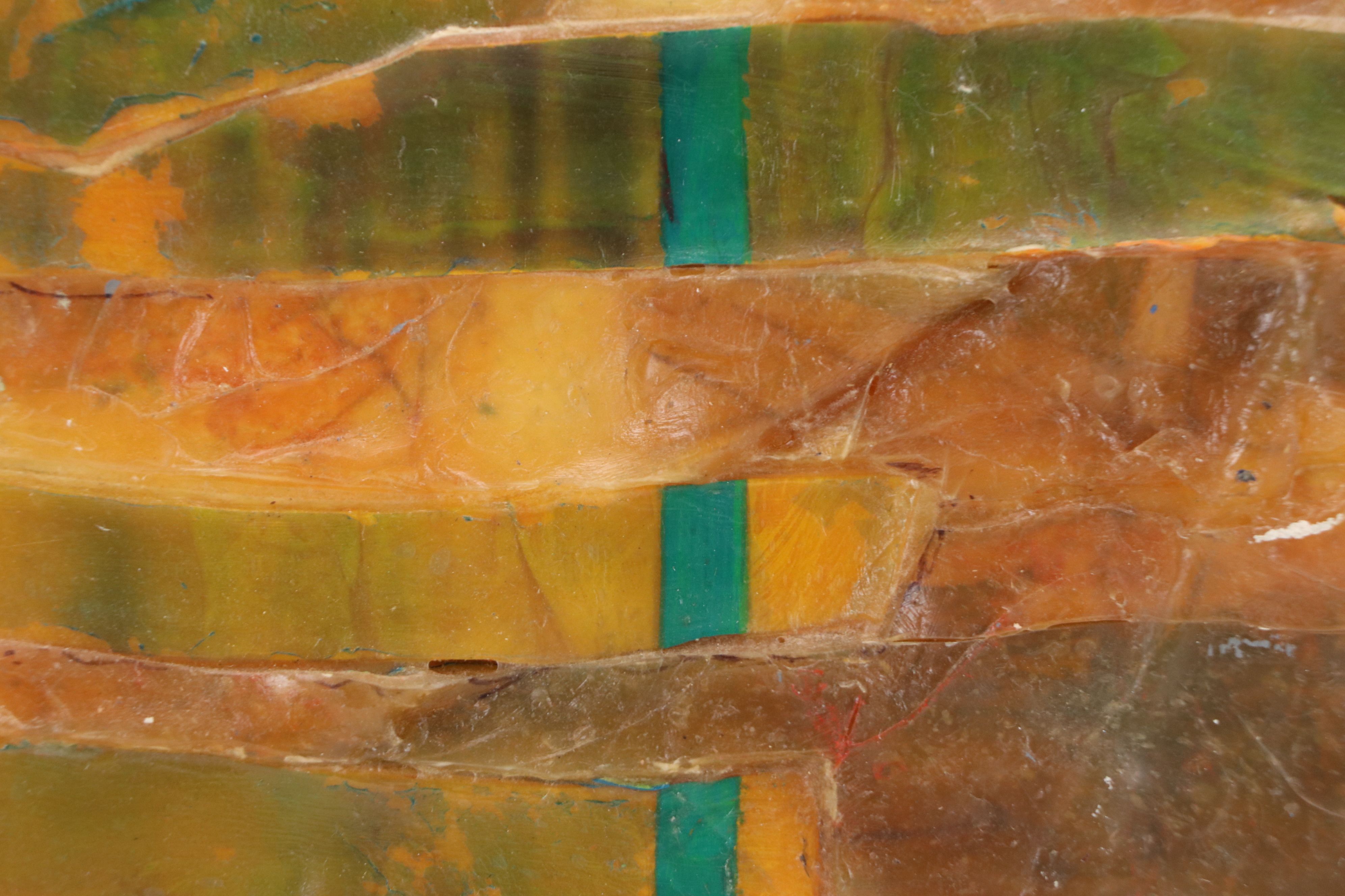 Chris Hoeting Abstract Mixed Media Wall Art with Resin, 2008