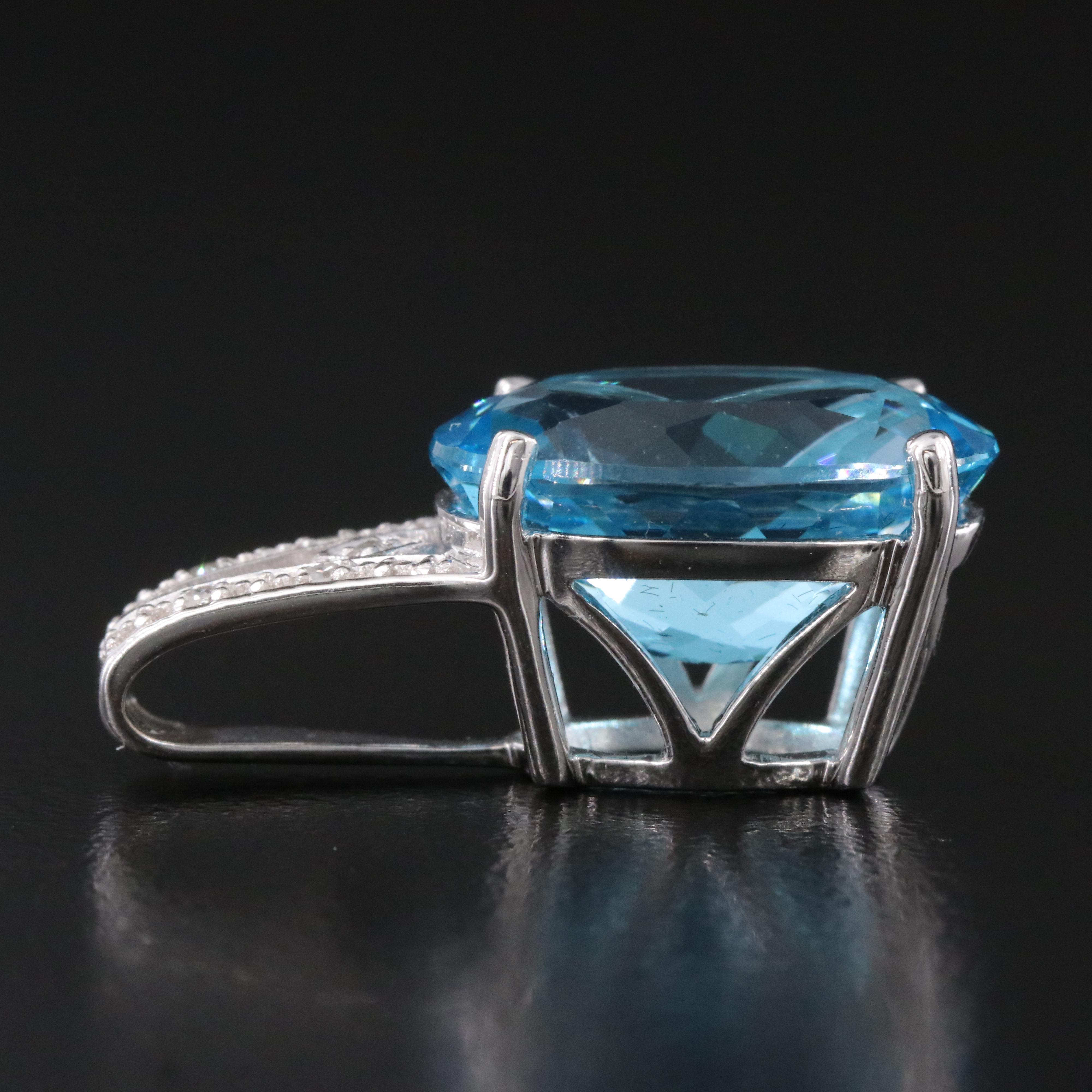 14K 10.88 CT Swiss Blue Topaz and Diamond Slide Pendant