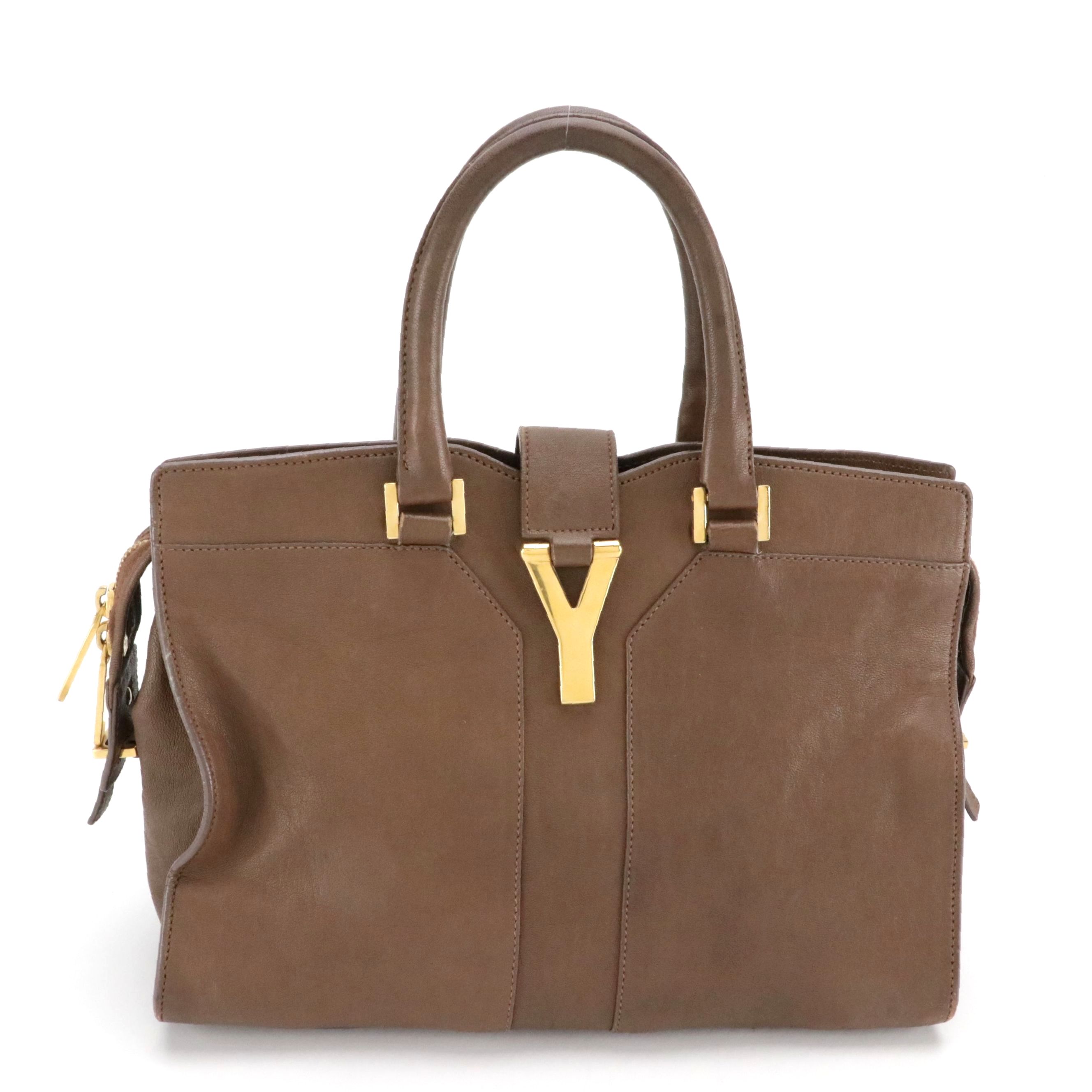 Yves Saint Laurent Cabas Chyc Tote in Brown Goatskin Leather